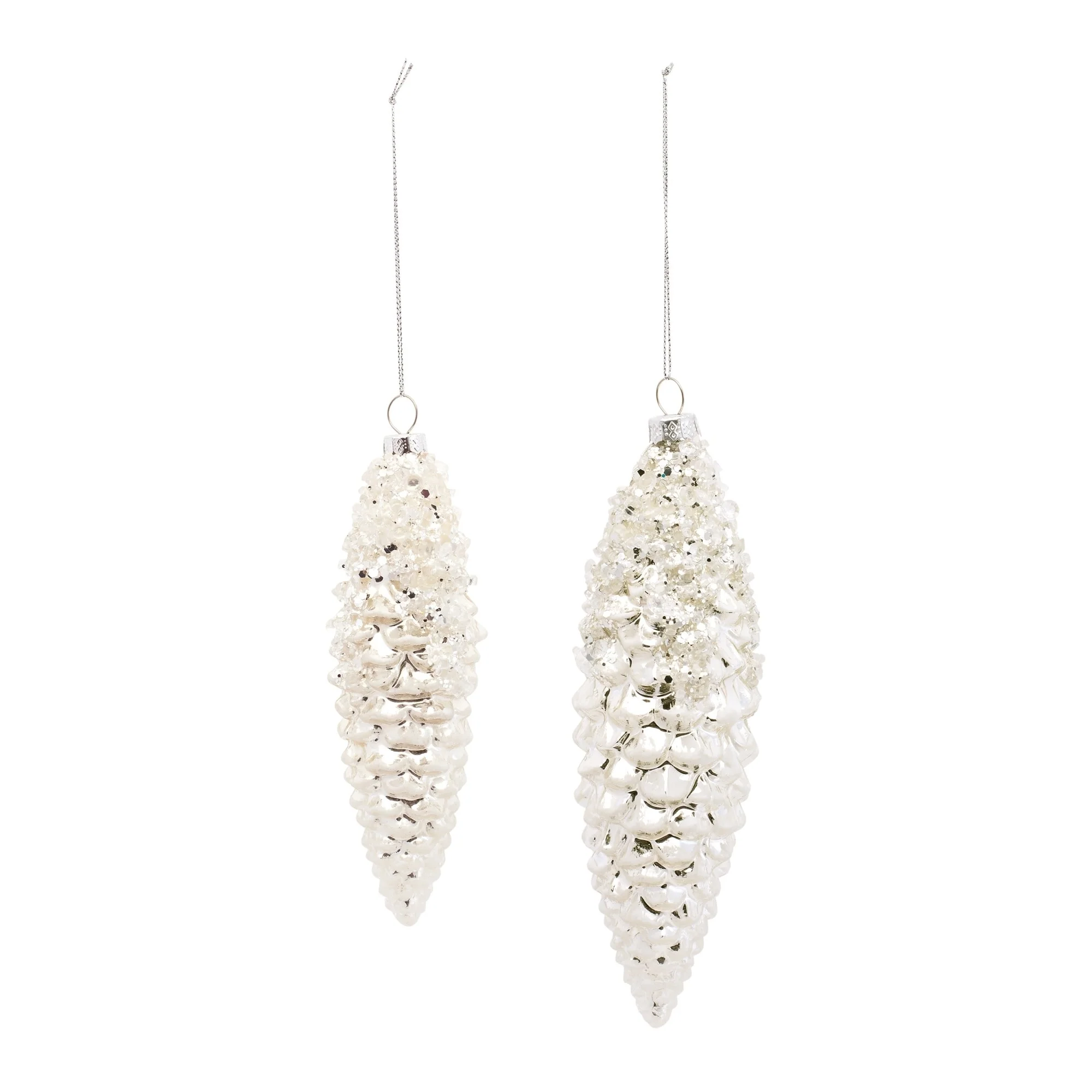 12ct White Pinecone Christmas Drop Ornaments 7.25