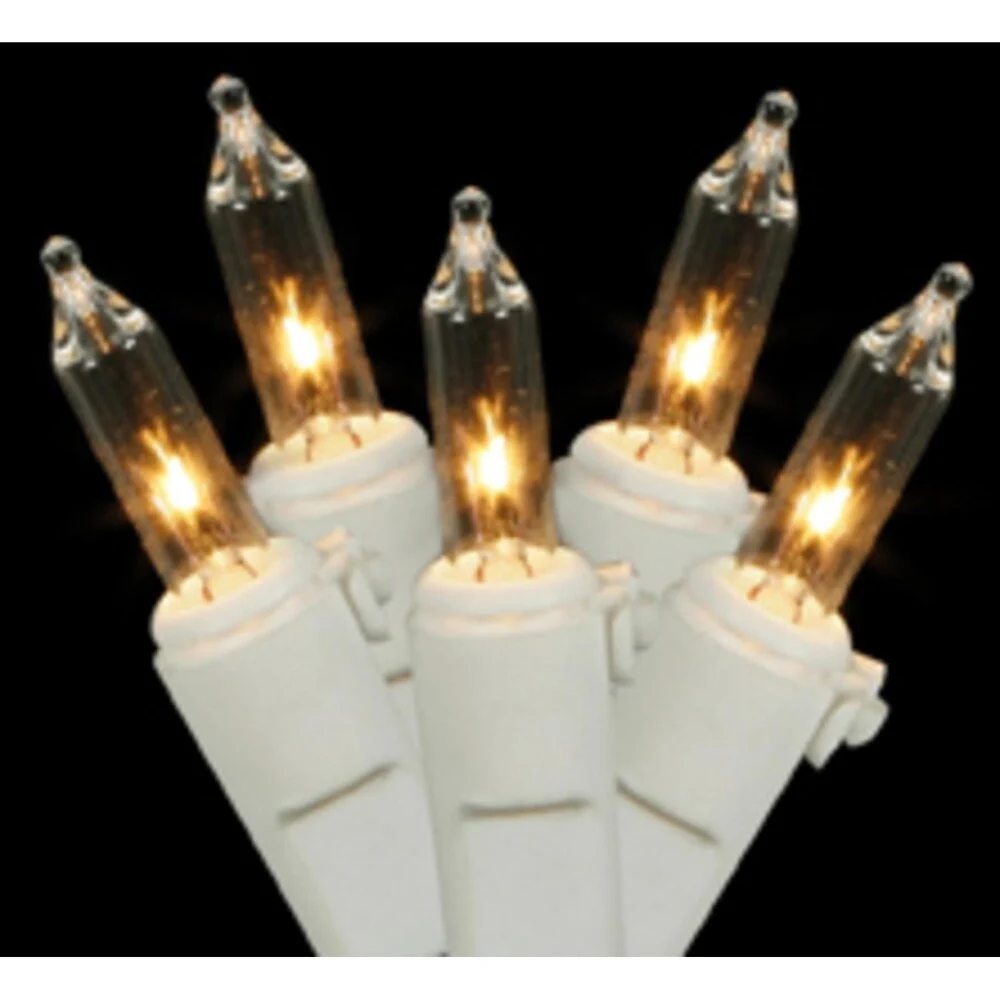 Set of 100 Clear Twinkling Mini Christmas Lights - White Wire