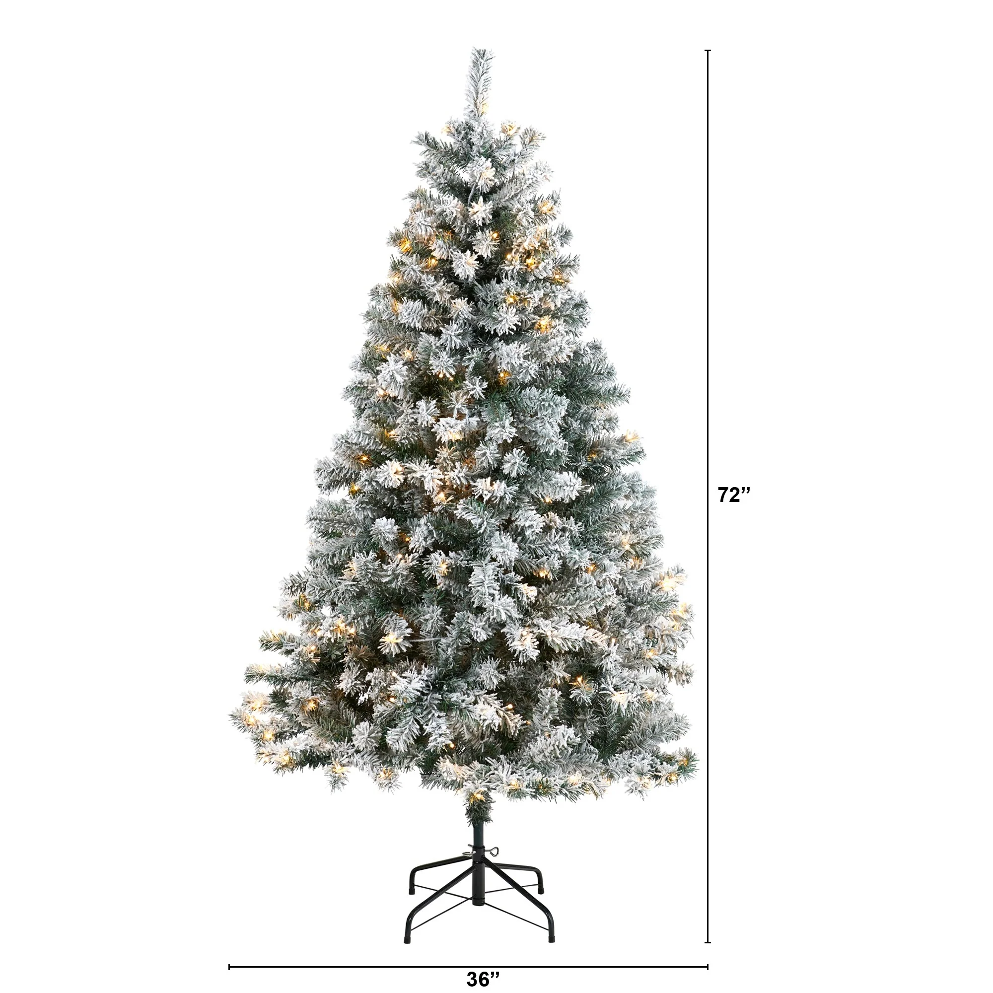 6' Flocked Rock Spruce Artificial Christmas Tree, Warm Clear LED - 6 Foot