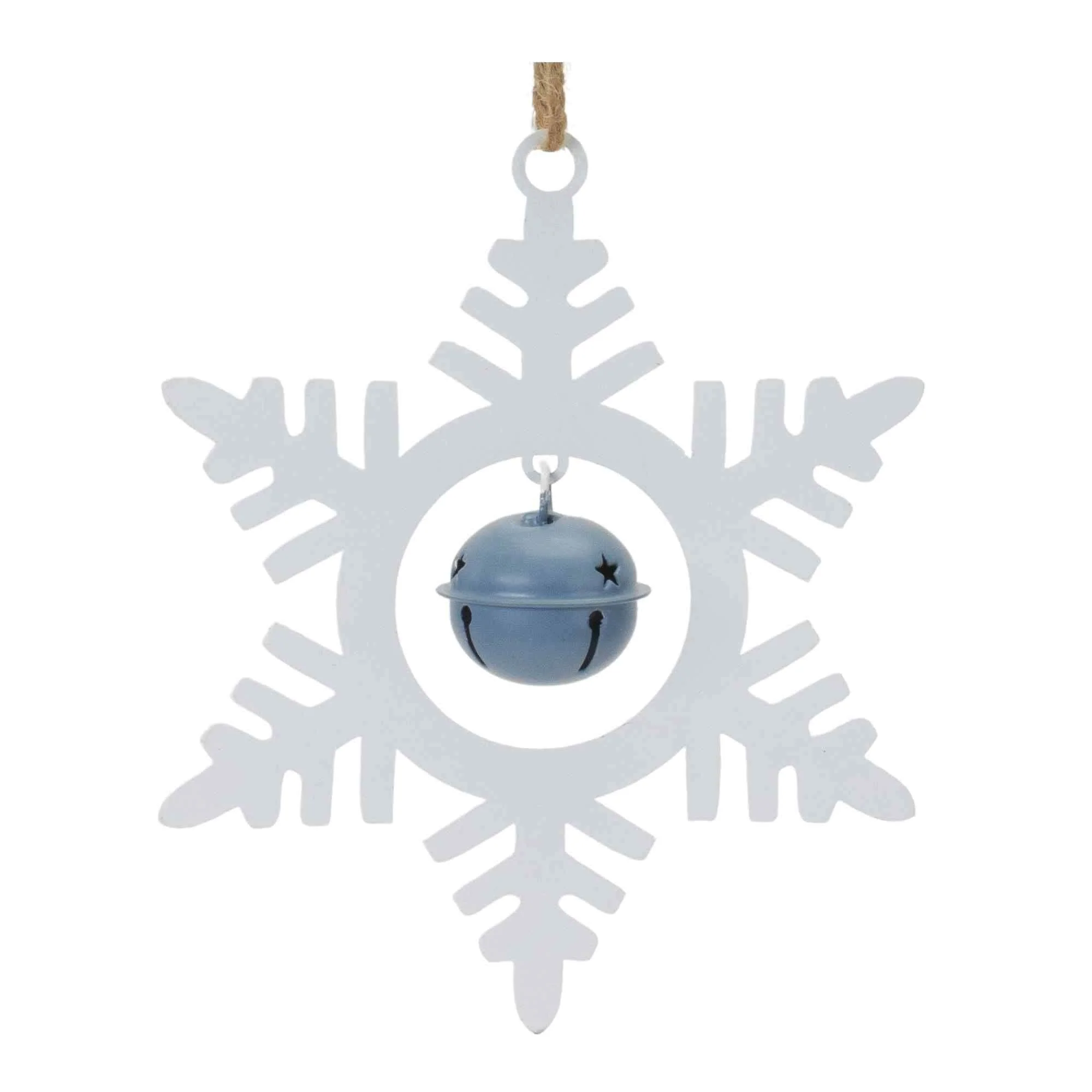 Club Pack of 12 White & Blue Snowflake Bell Christmas Ornaments 6.75