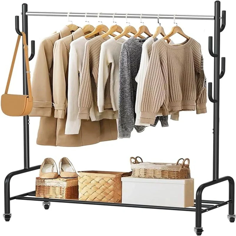 Heavy Duty Clothing Rack with Wheels and Bottom Shelf - 38.19