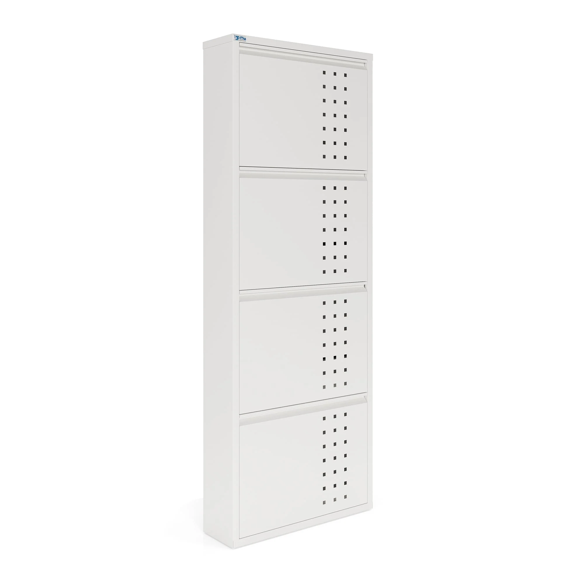 Antibacterial 4 Tier metal shoe cabinet front holes