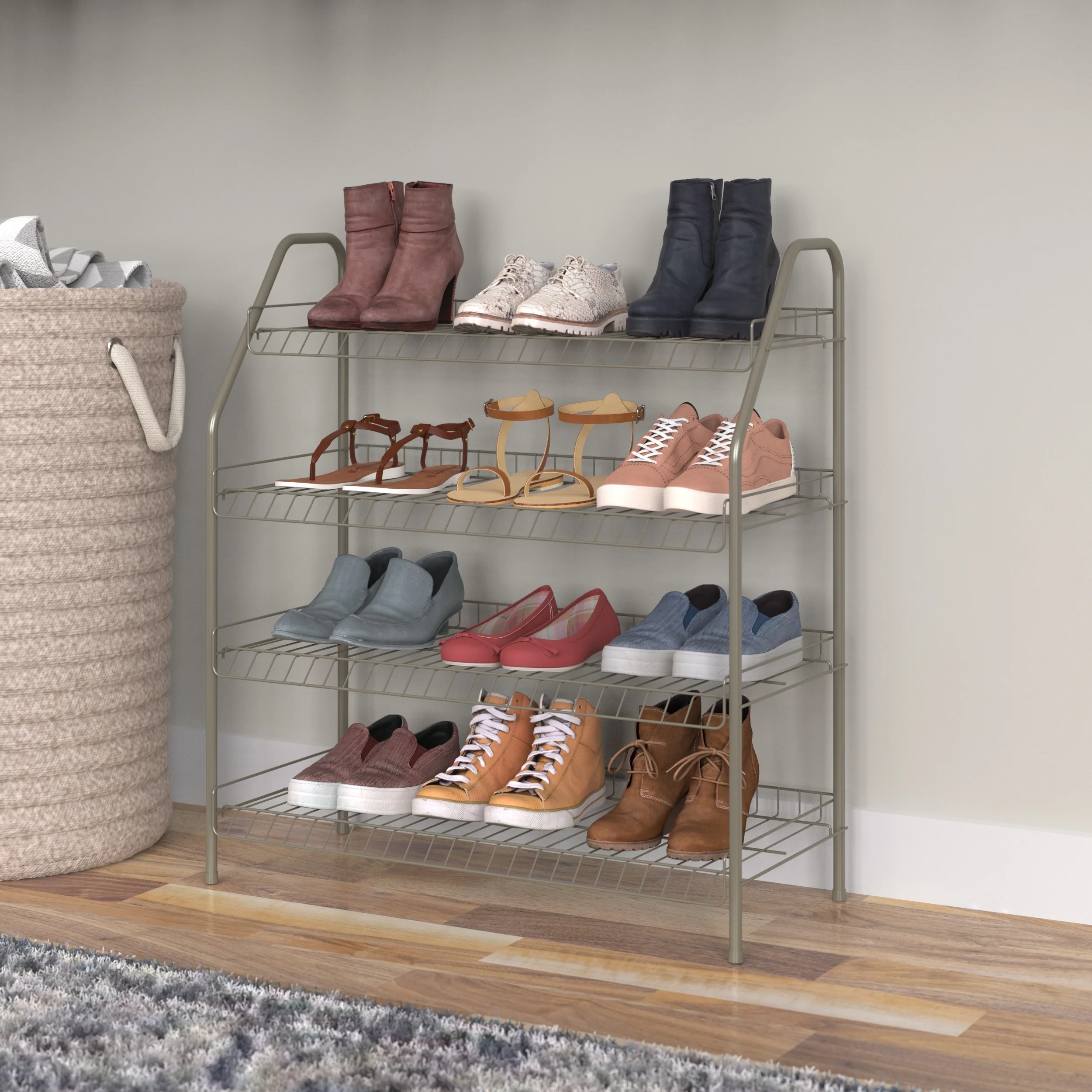 ClosetMaid Steel 4-Tier 12-Pair Freestanding Shoe Rack