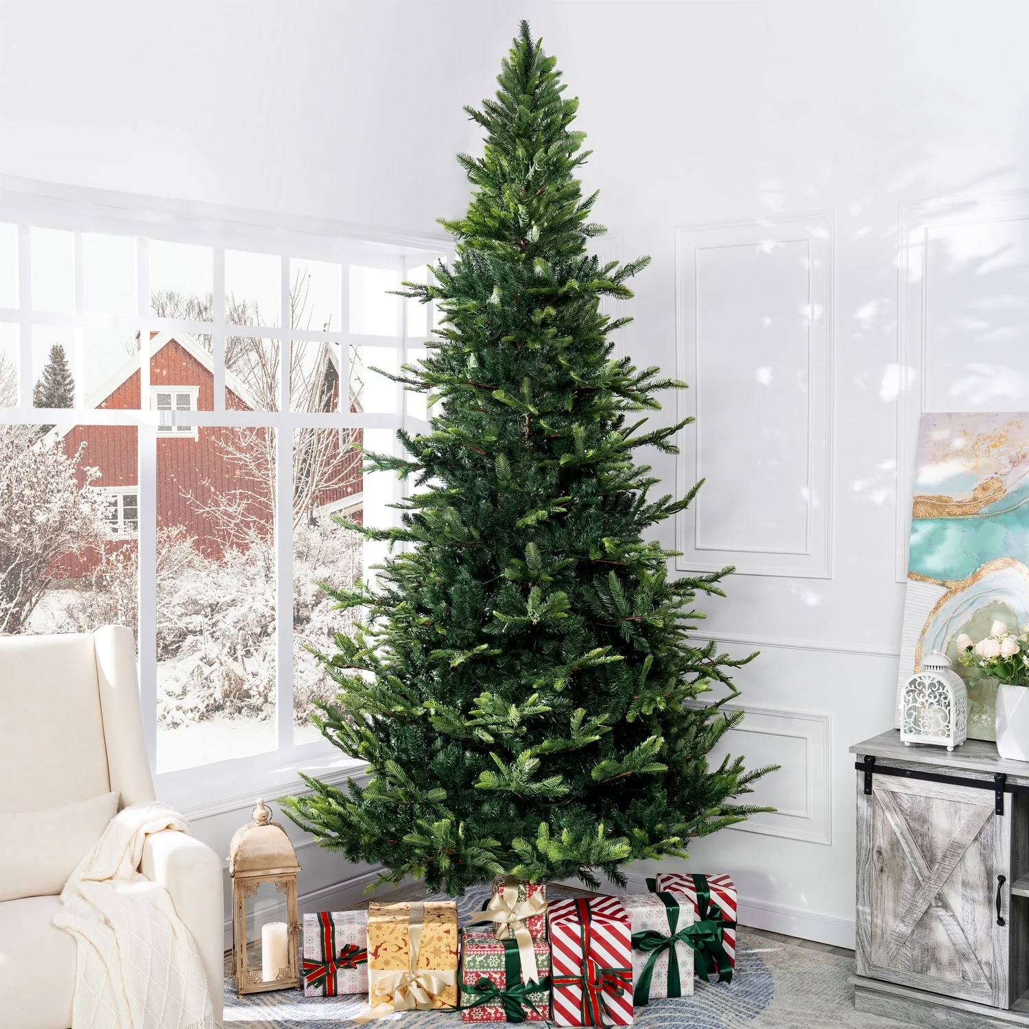 Prelit Artificial Christmas Tree – Realistic Nordic Design with Warm LED Lights for a Cozy Holiday Ambiance