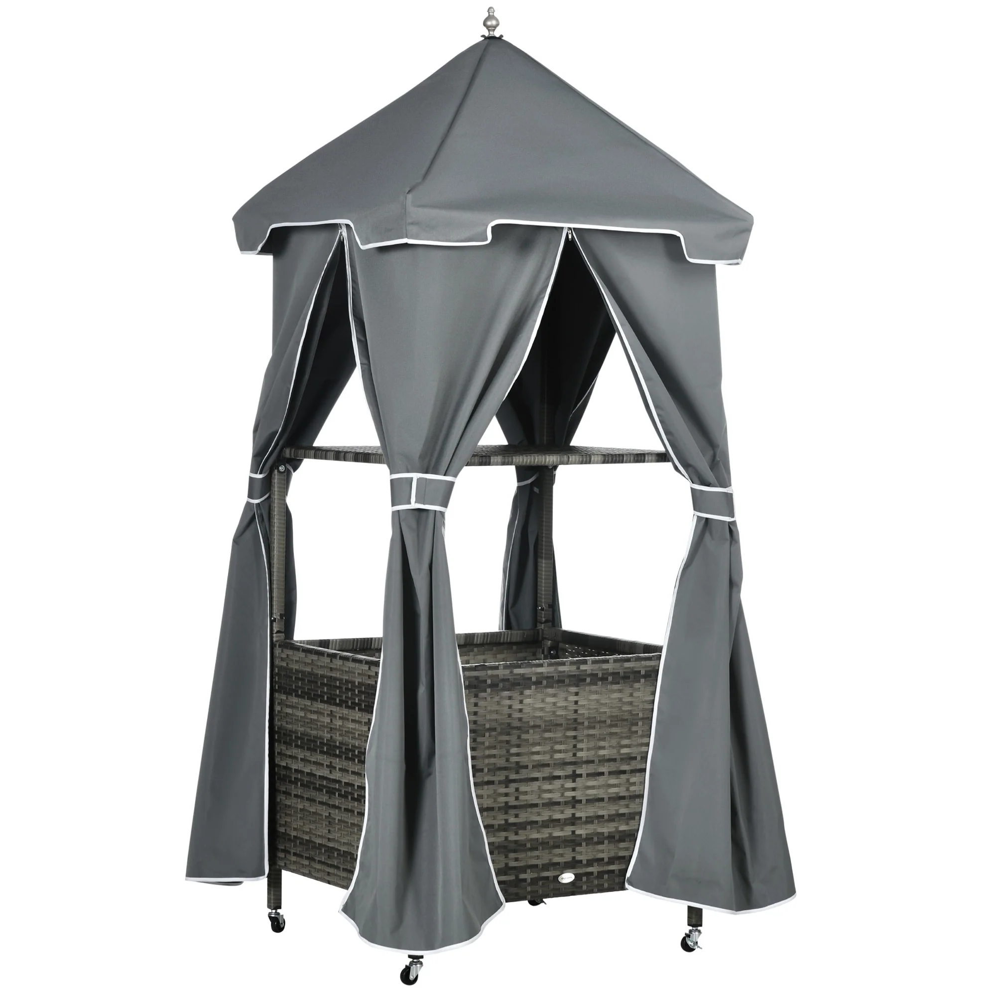 Outsunny Outdoor Towel Valet Caddy, Covered Poolside Towel Holder Rack