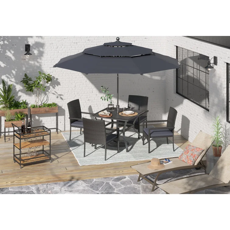 Alyah 4 - Person Rectangular Outdoor Dining Set with Cushions
