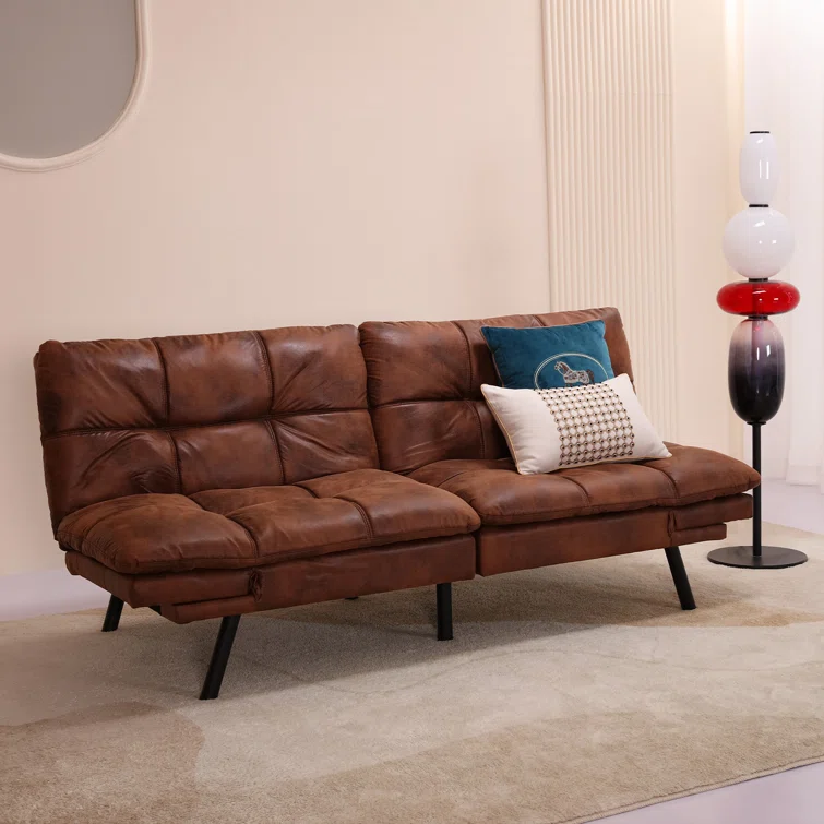 Besharat 70.5" Wide Faux Leather Split Back Convertible Sofa