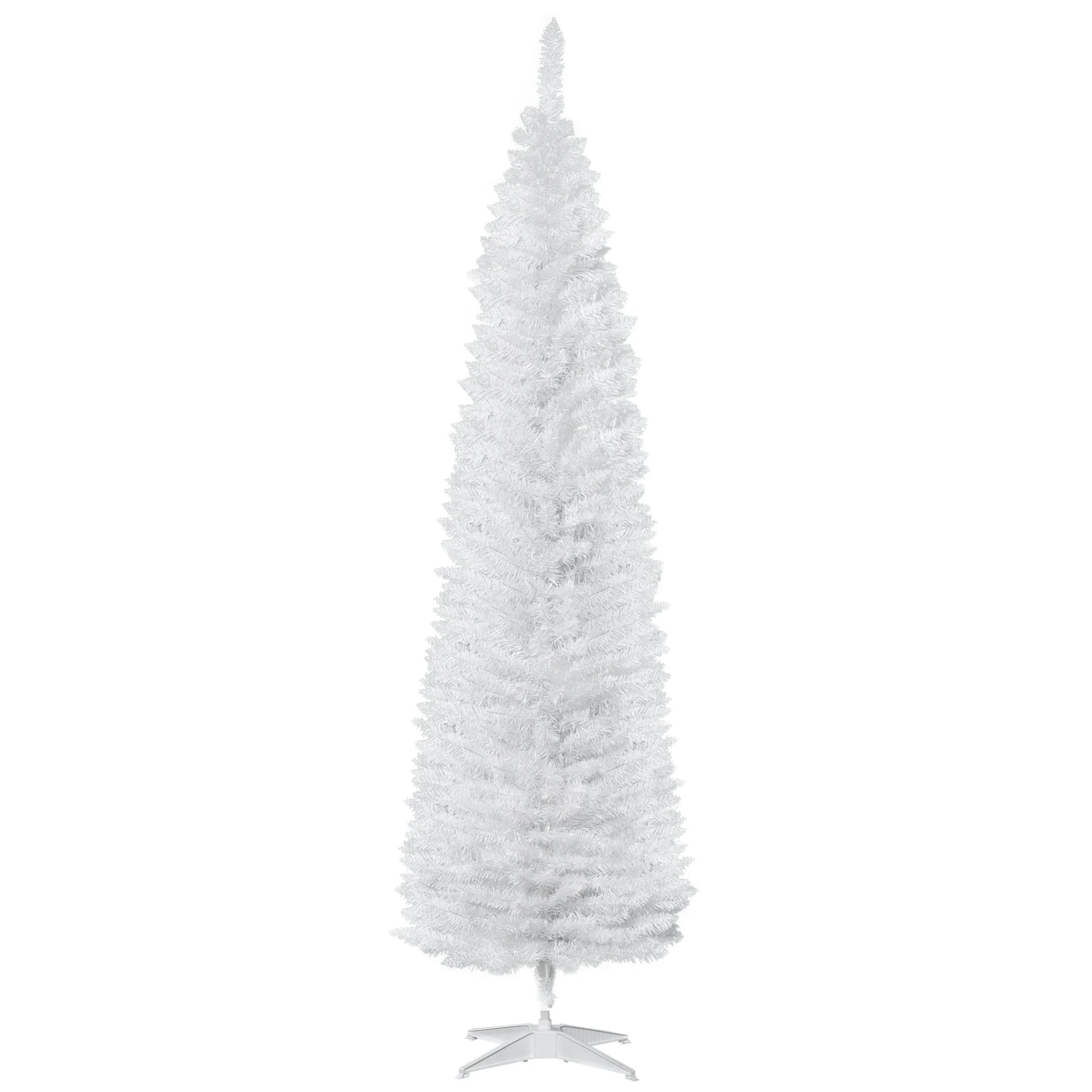 7' Slim White Pencil Christmas Tree - Unlit, Flame-Retardant, Perfect for Smaller Spaces and Festive Ambiance