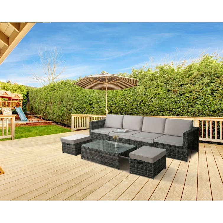 Noralf 113'' Wide 6 - Person Outdoor Seating Group with Cushions