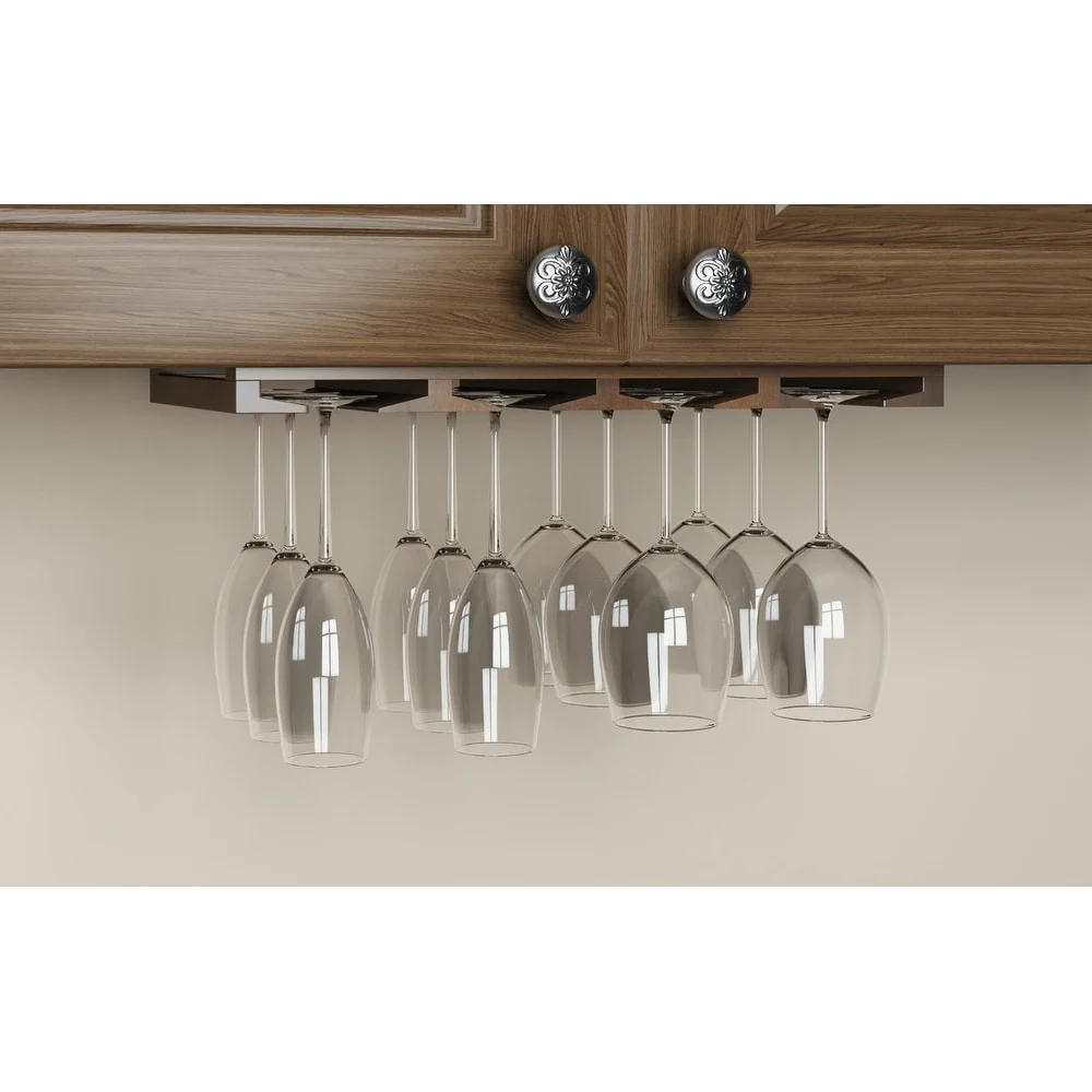 Rustic State Under Cabinet Wooden Stemware Rack Holder 17