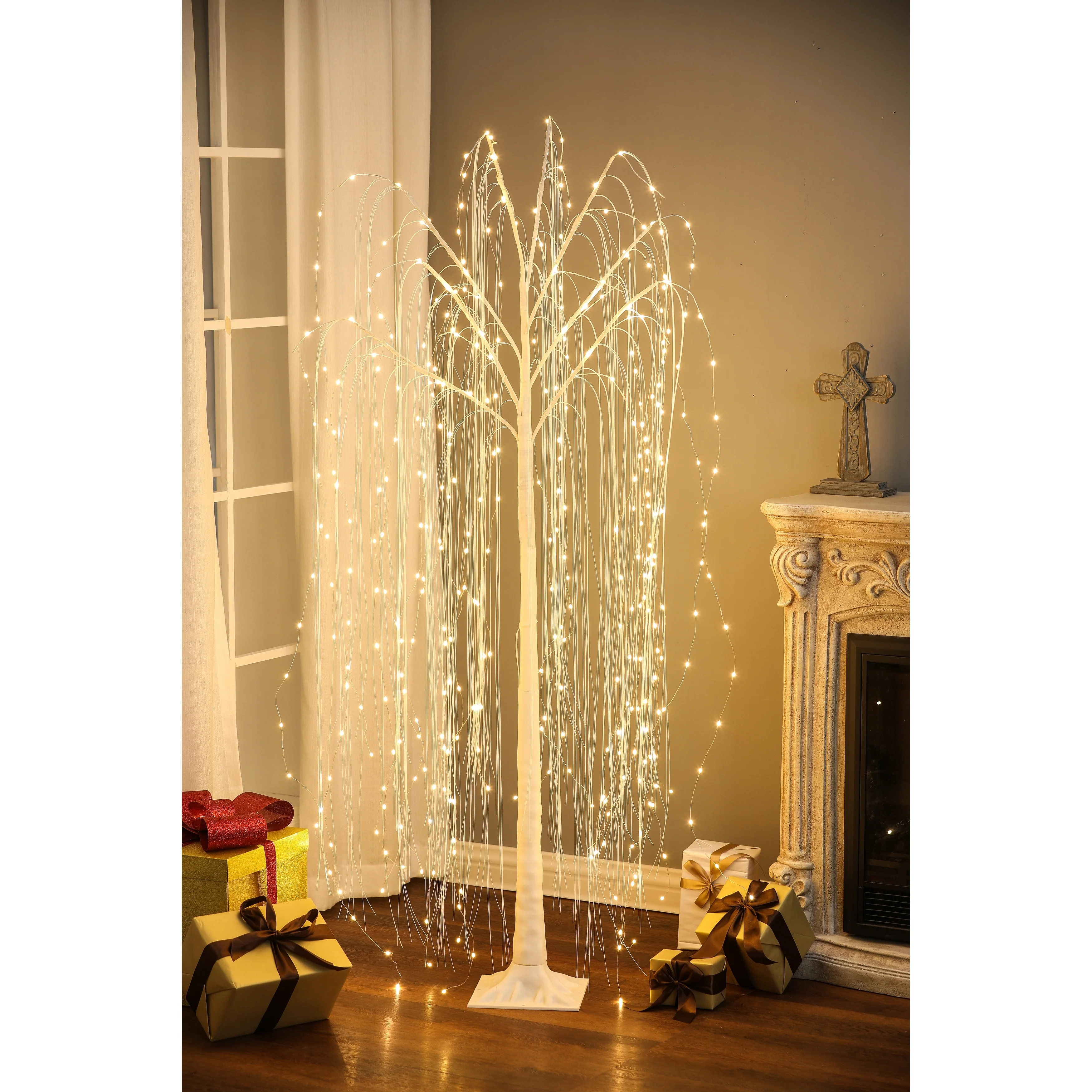White Willow 5.9Ft Tall Tree Decoration with Lights - 70.87