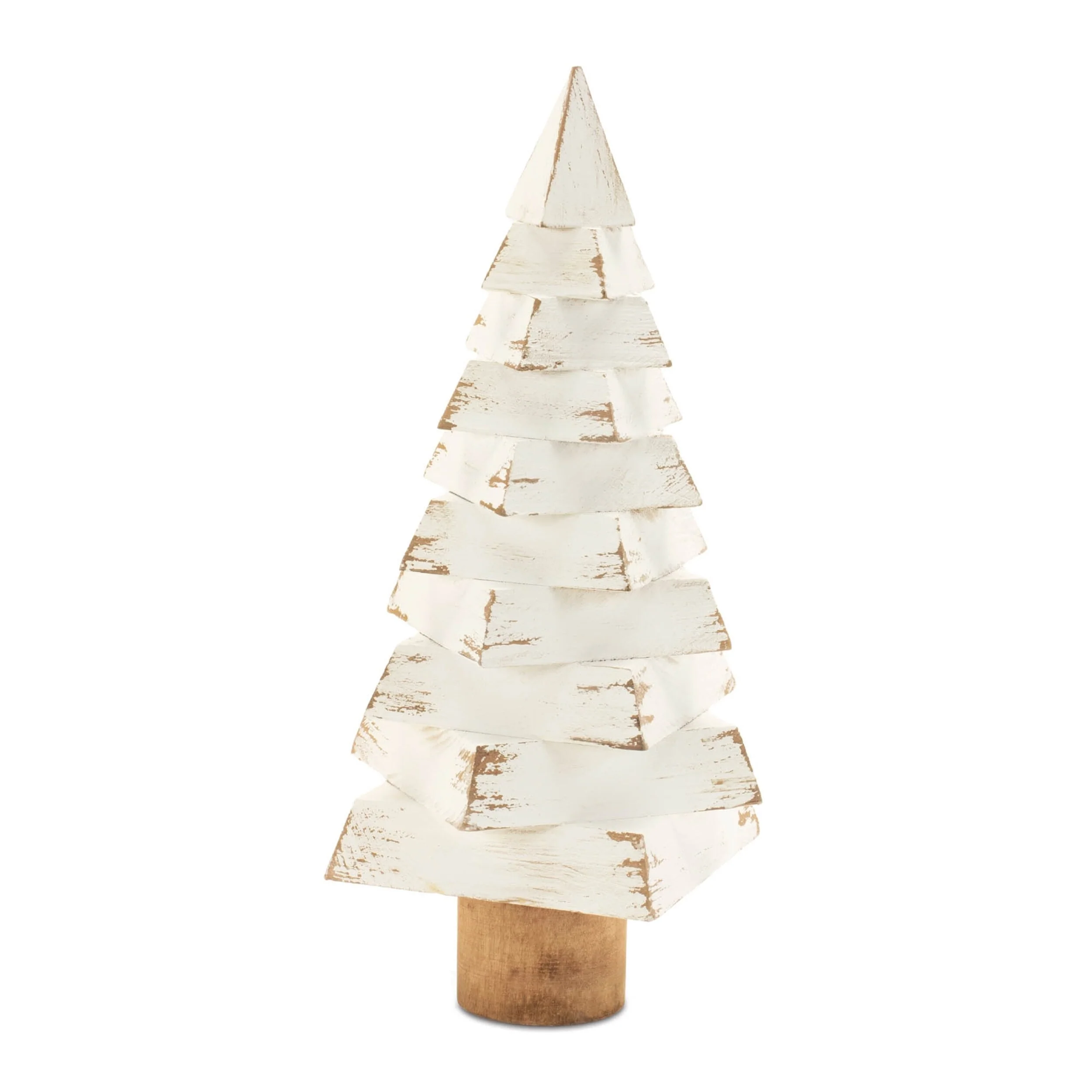 Fir Wood Trees with Washed Finish and Rustic Grain Base Set of 3 - 6.25” x 6.25” x 13.5” (L x W x H)