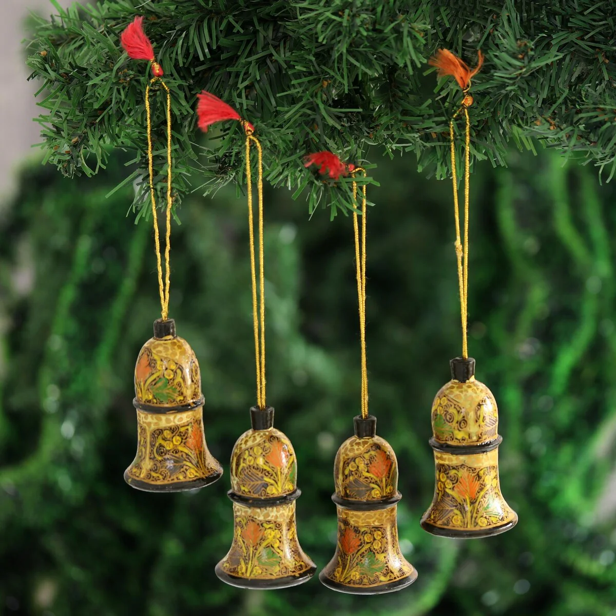NOVICA Handmade Valley Leaves Wood Ornaments (Set Of 4)