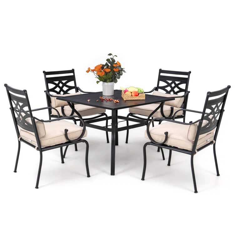 Alyah 4 - Person Square Outdoor Dining Set with Cushions