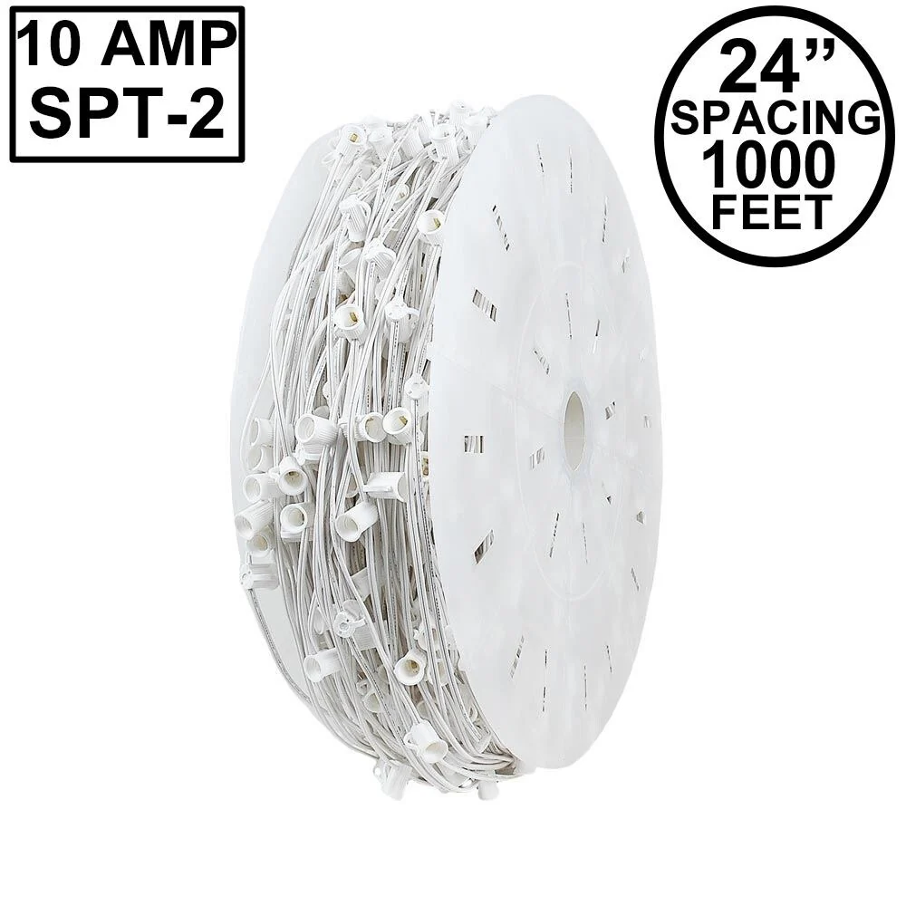 Novelty Lights 1,000 Foot C7 Christmas String Bulk Reel, White Wire, 24