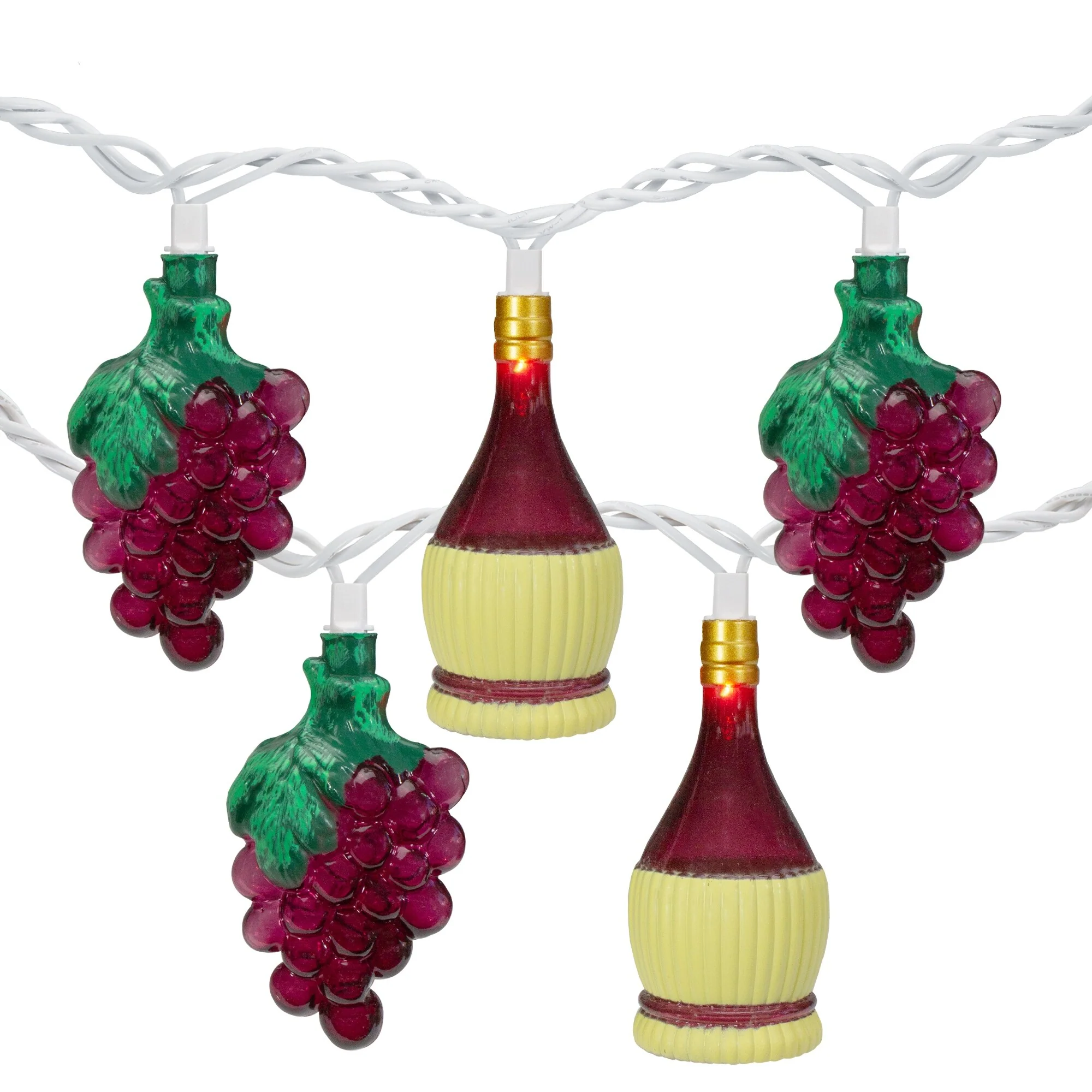 10ct Grape Wine Bottle Christmas Novelty Light Set, 7.5ft Green Wire