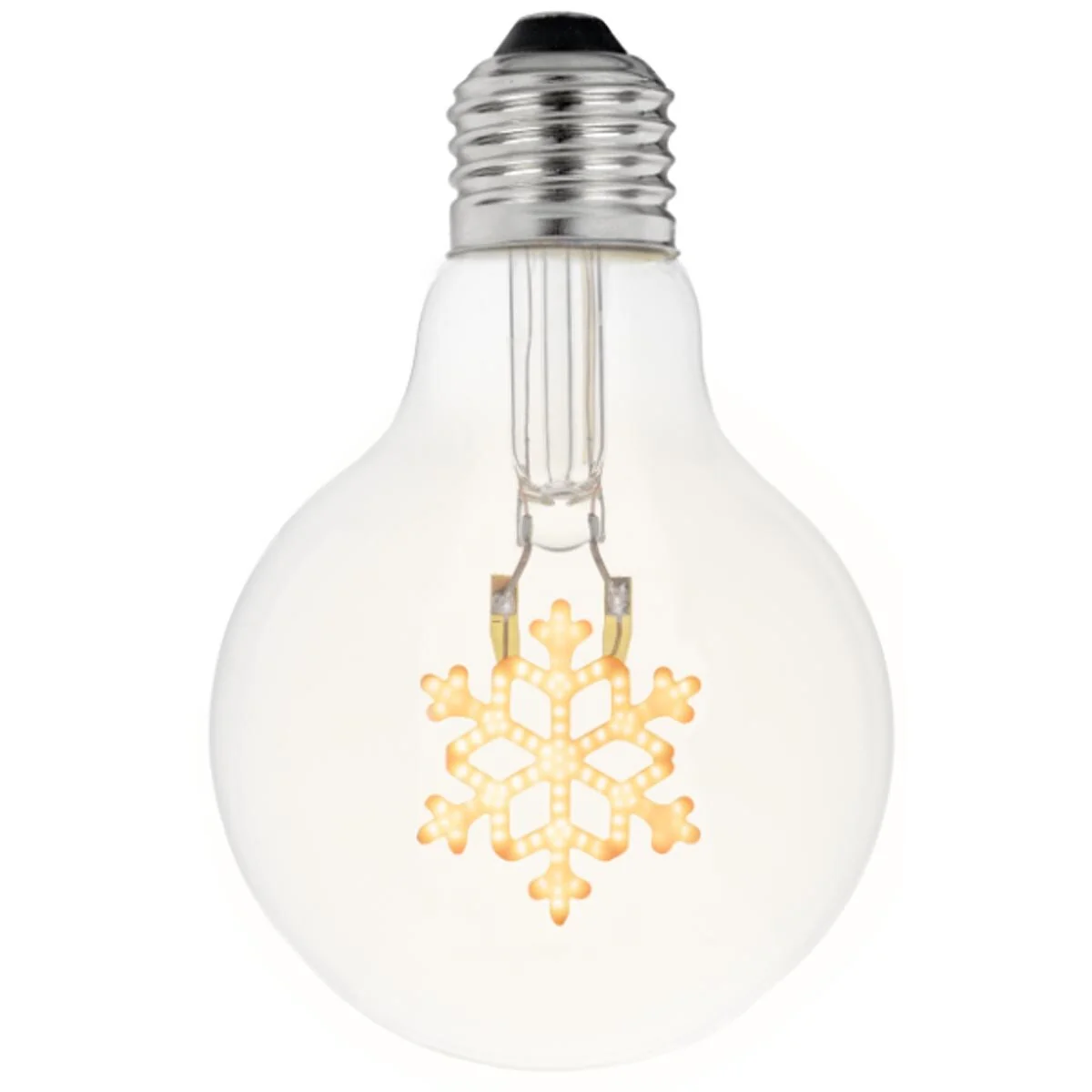 Festive Living LED Christmas Snowflake Decorative Filament Bulb G80 Globe E26 Base 1W Clear Glass 1pk