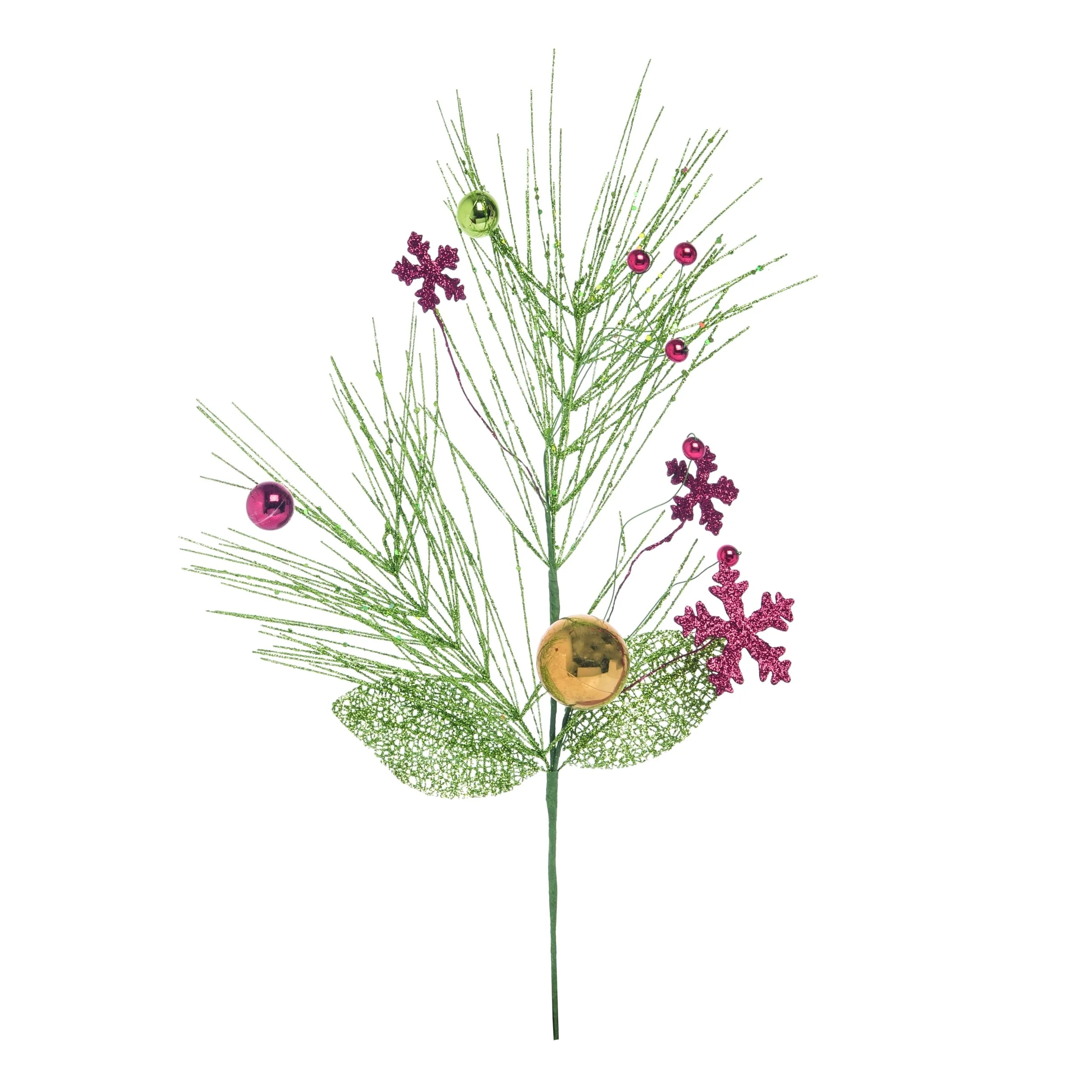 Transpac Artificial 19.5 in. Green Christmas Floral Glitzy Spray