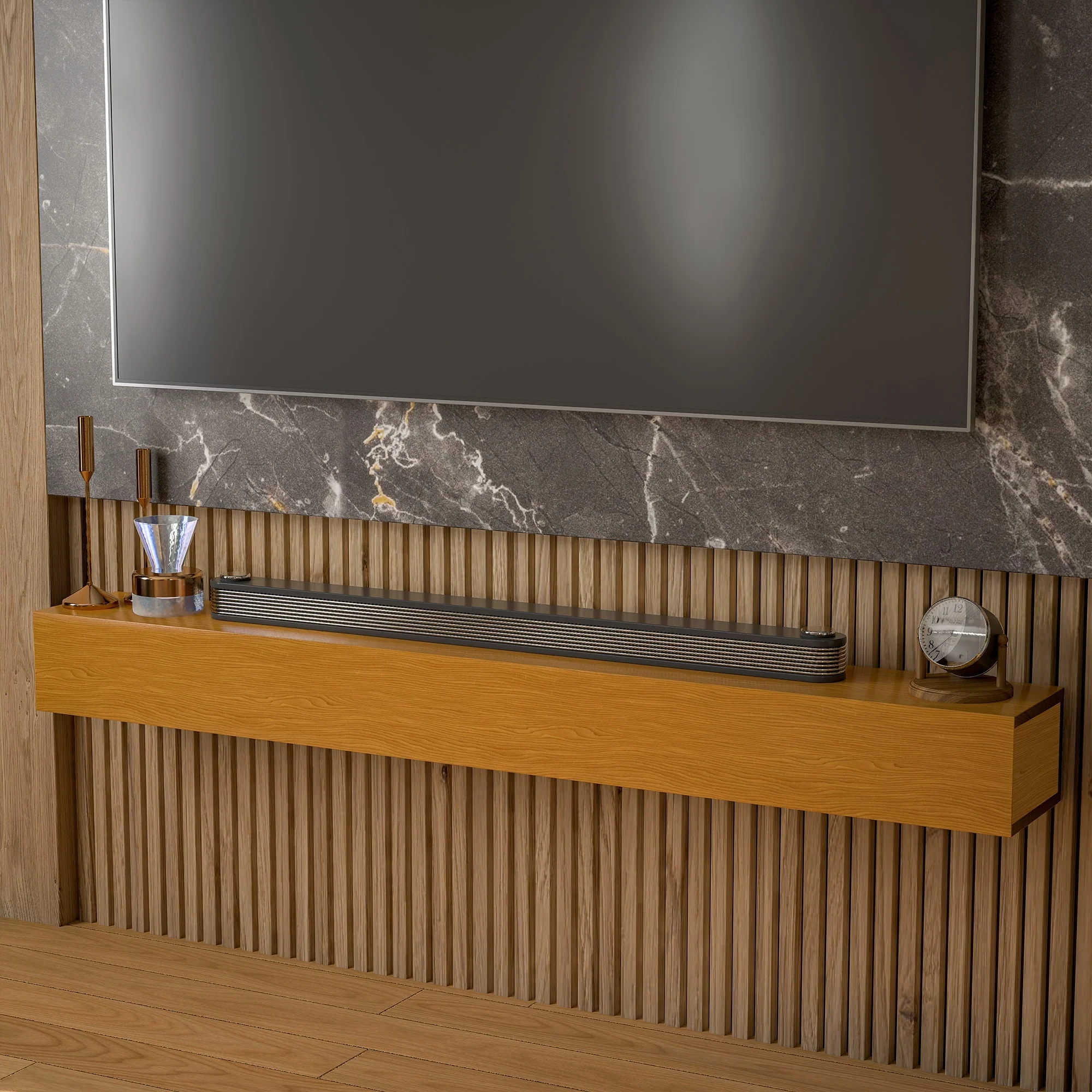 60'' Fireplace Mantel Wooden Wall Mounted Floating Shelf 8