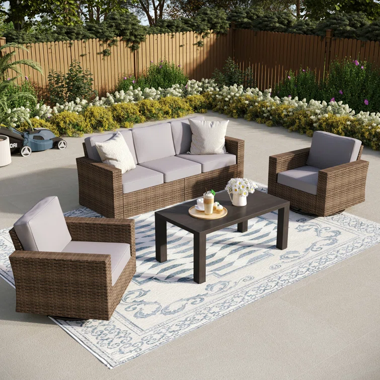 Outdoor Wicker Patio Conversation Furniture Set