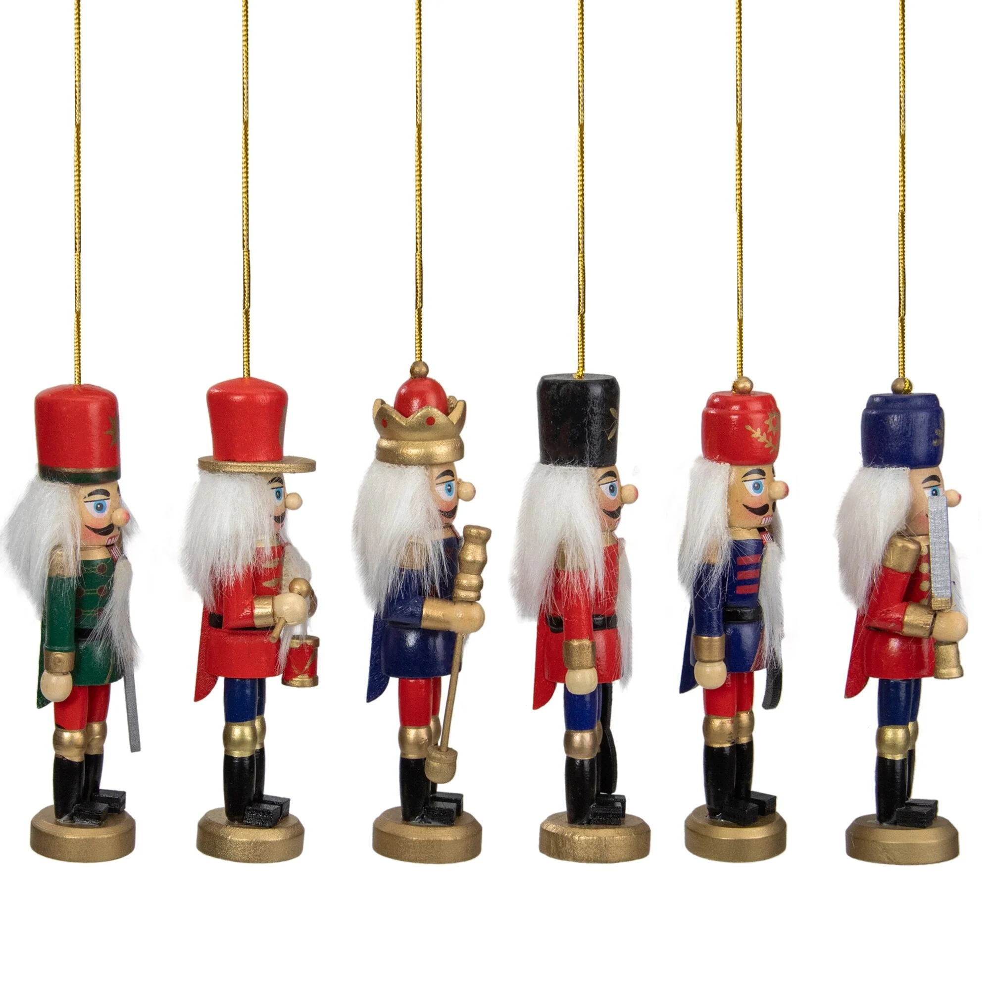 6-Count Red Blue Classic Nutcracker Christmas Ornaments - 5.25 Inches