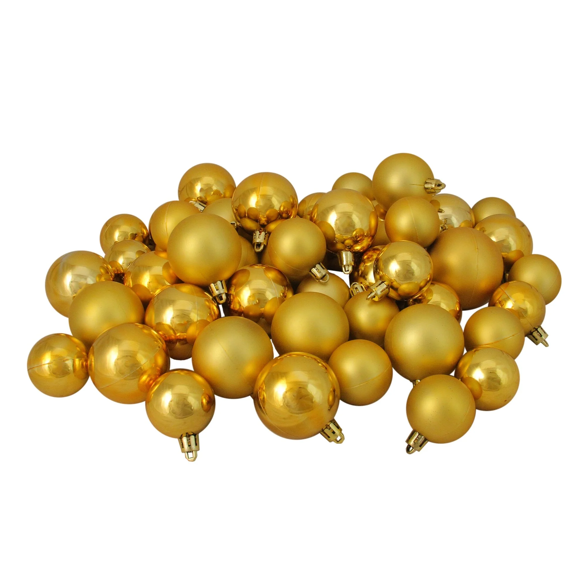 50ct Vegas Gold Shatterproof 2-Finish Christmas Ball Ornaments.
