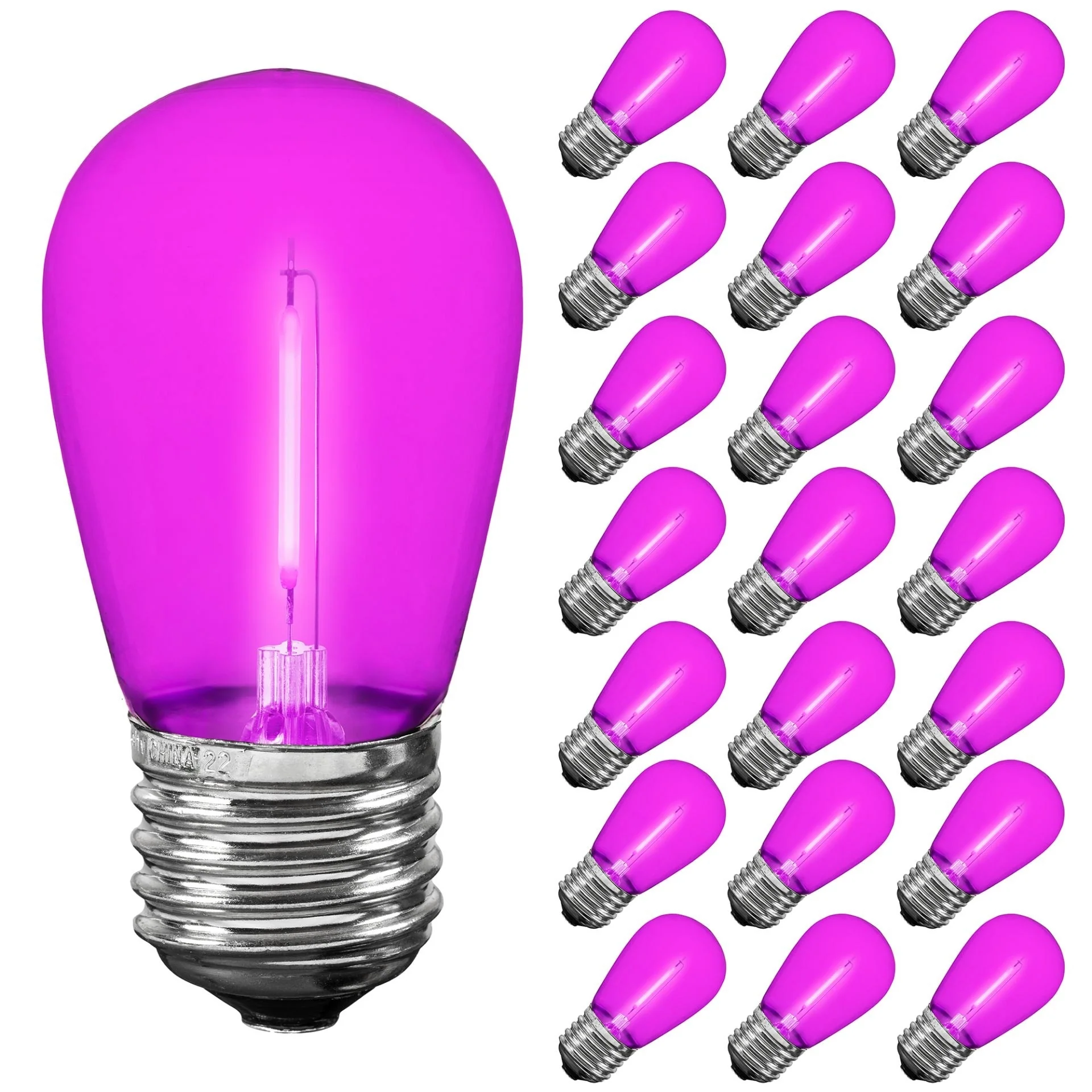 5 Pack LED S14 Plastic Outdoor Patio Edison Replacement Bulbs, E26 Base