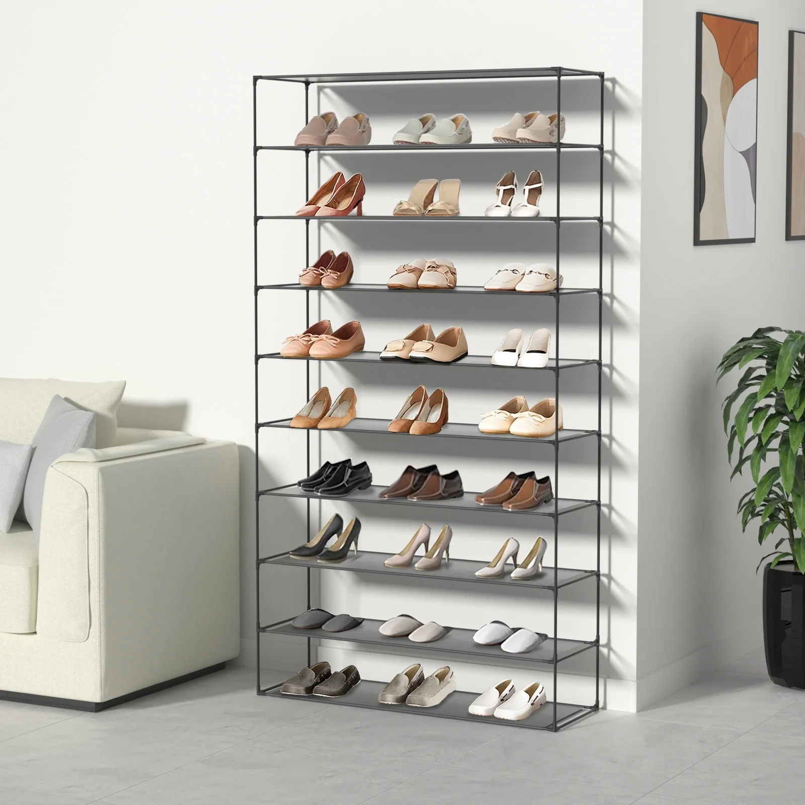 Modern Waterproof Shoe Rack Organizer Tower for Small Spaces Black