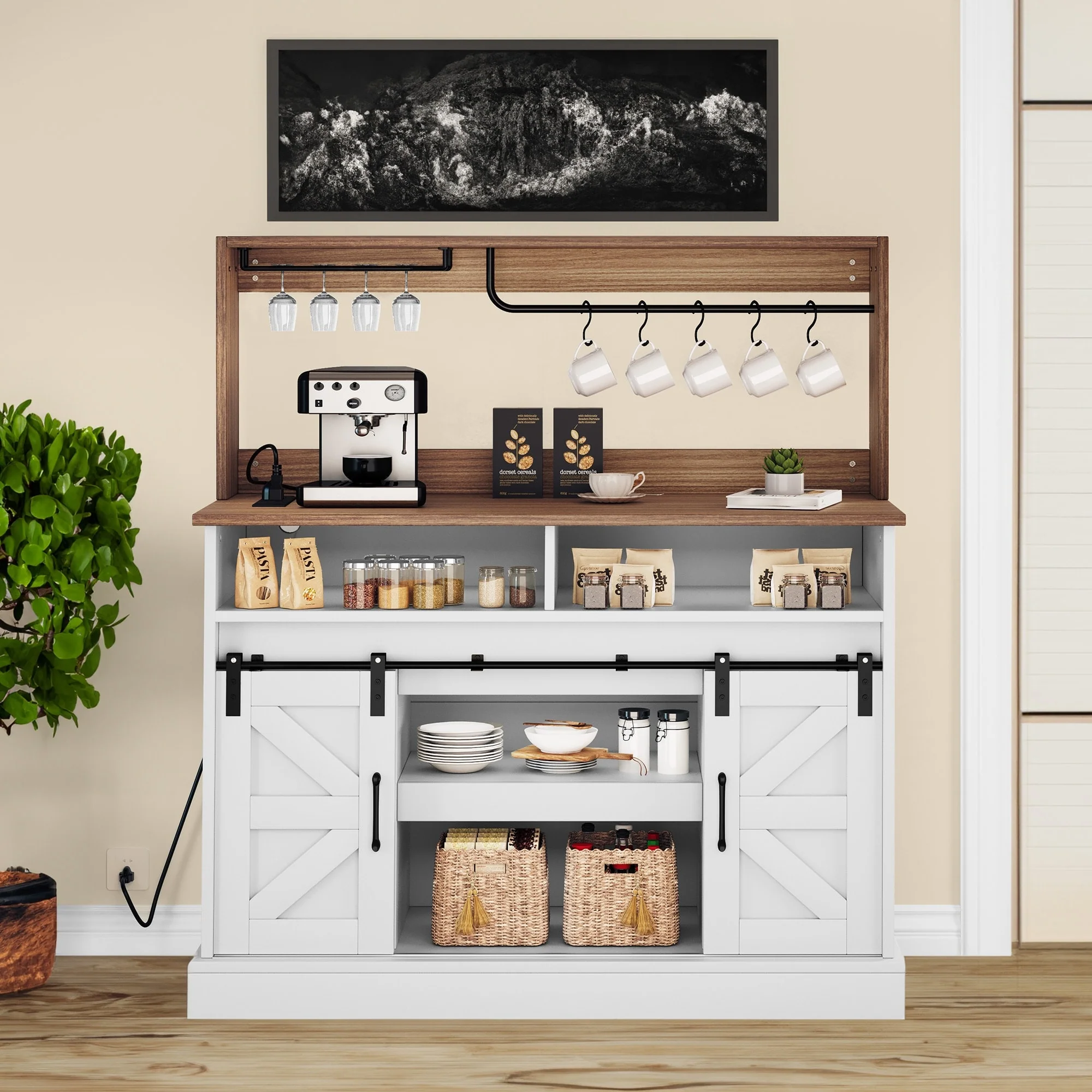 Moasis Farmhouse Coffee Bar Cabinet - 15.1