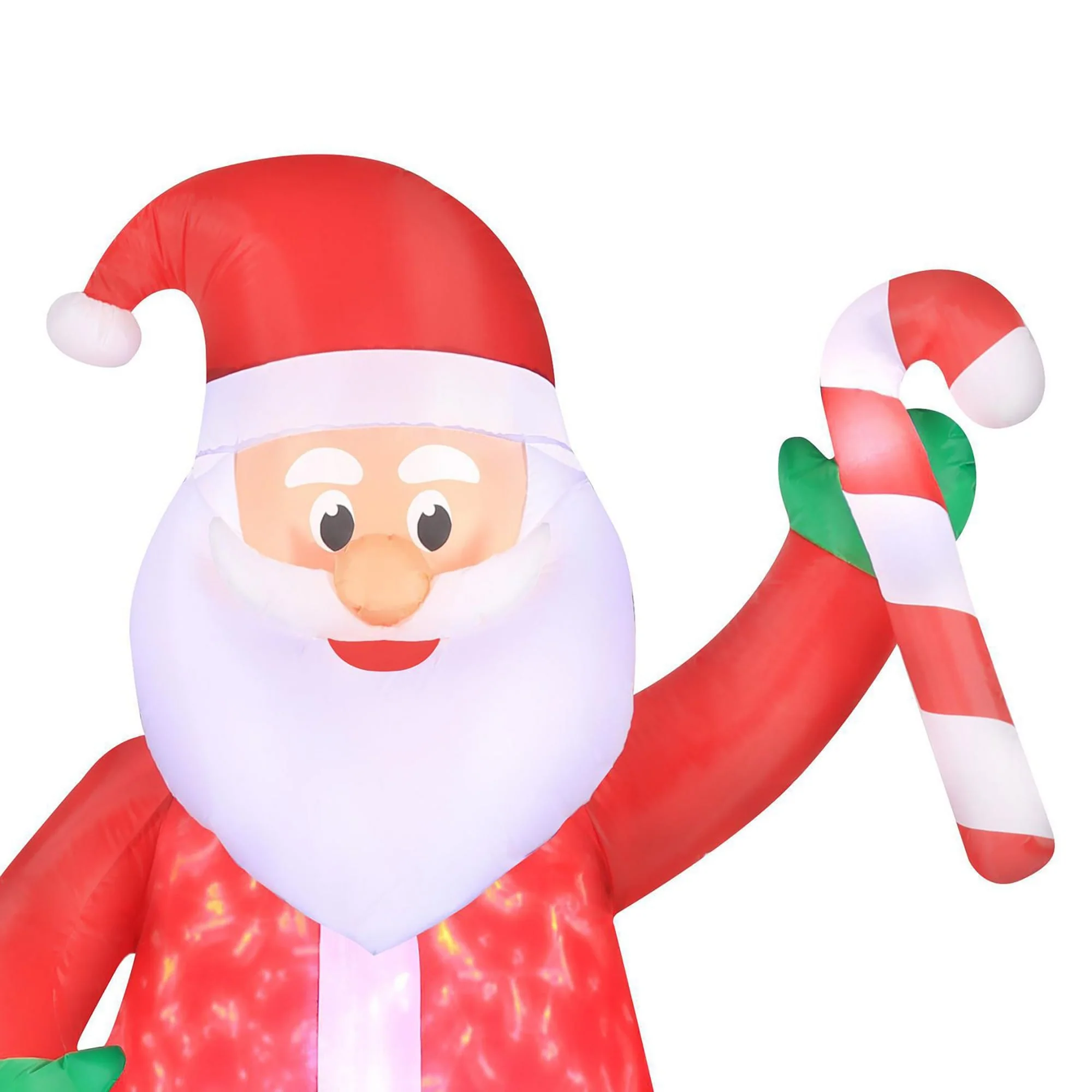 Occasions 7' Inflatable Swirling Lights Santa with Candy Cane Yard Decoration - 3.7