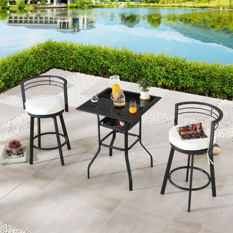 Jakenzie Square 2 - Person Bar Height Dining Set with Cushions