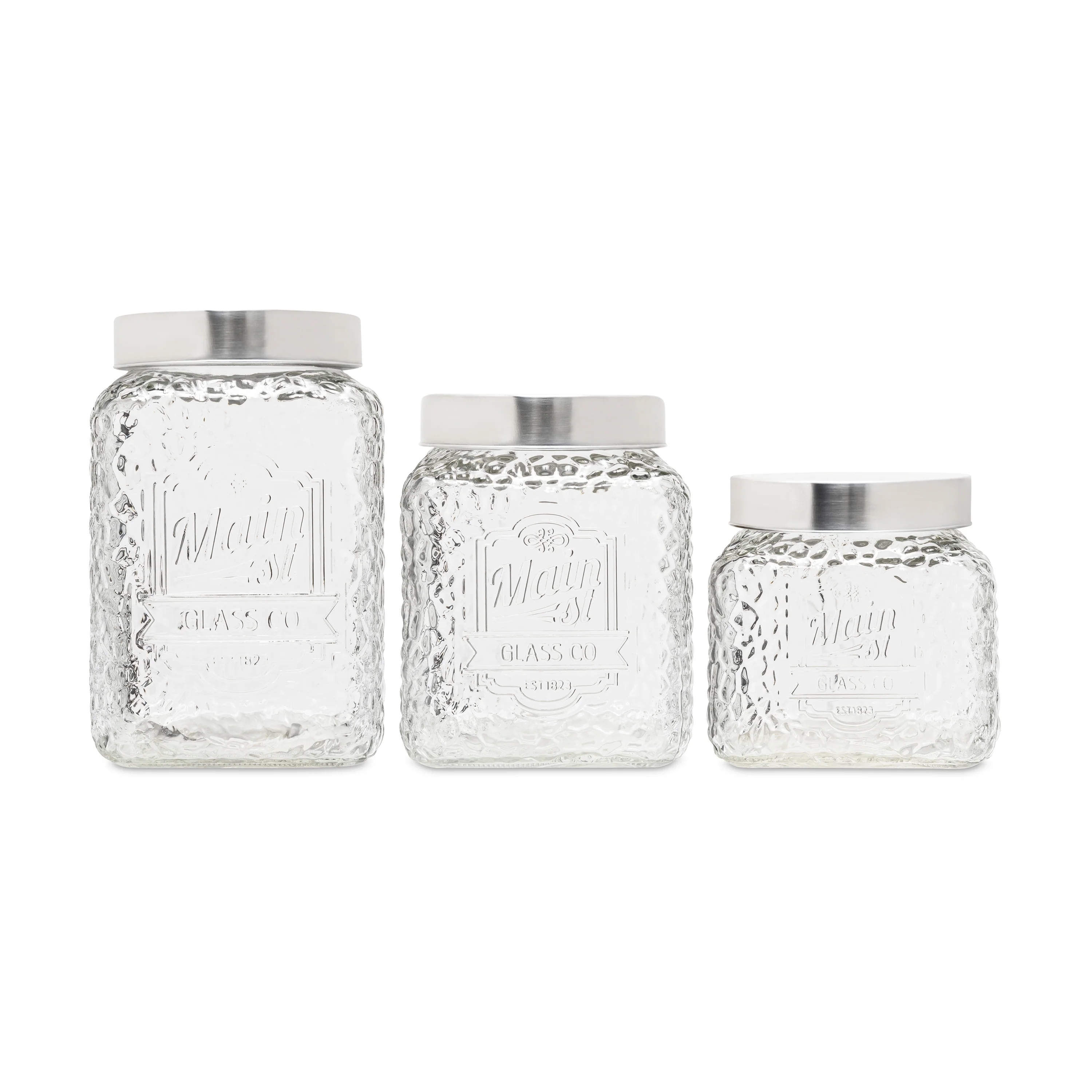 Main St Hammered Glass Canisters Set Of 3