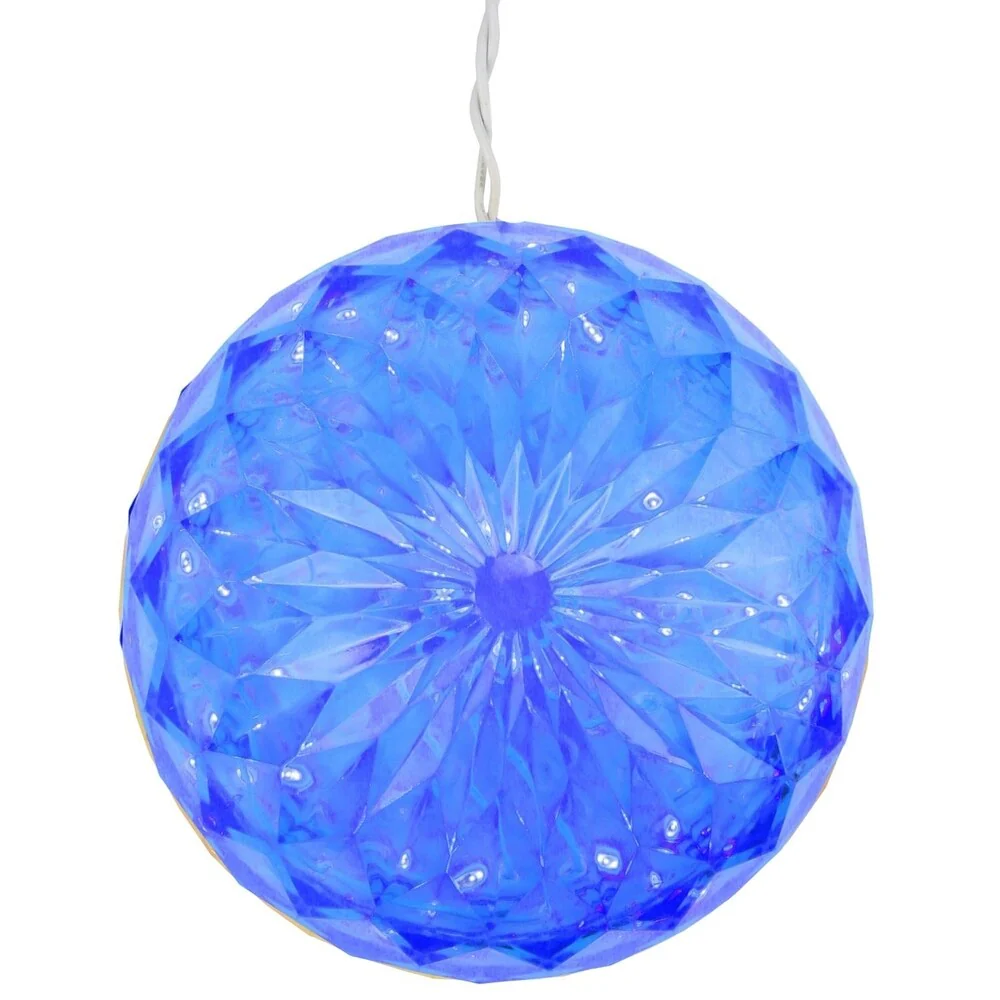 Blue LED Lighted Hanging Christmas Crystal Sphere Ball Outdoor Decoration 6