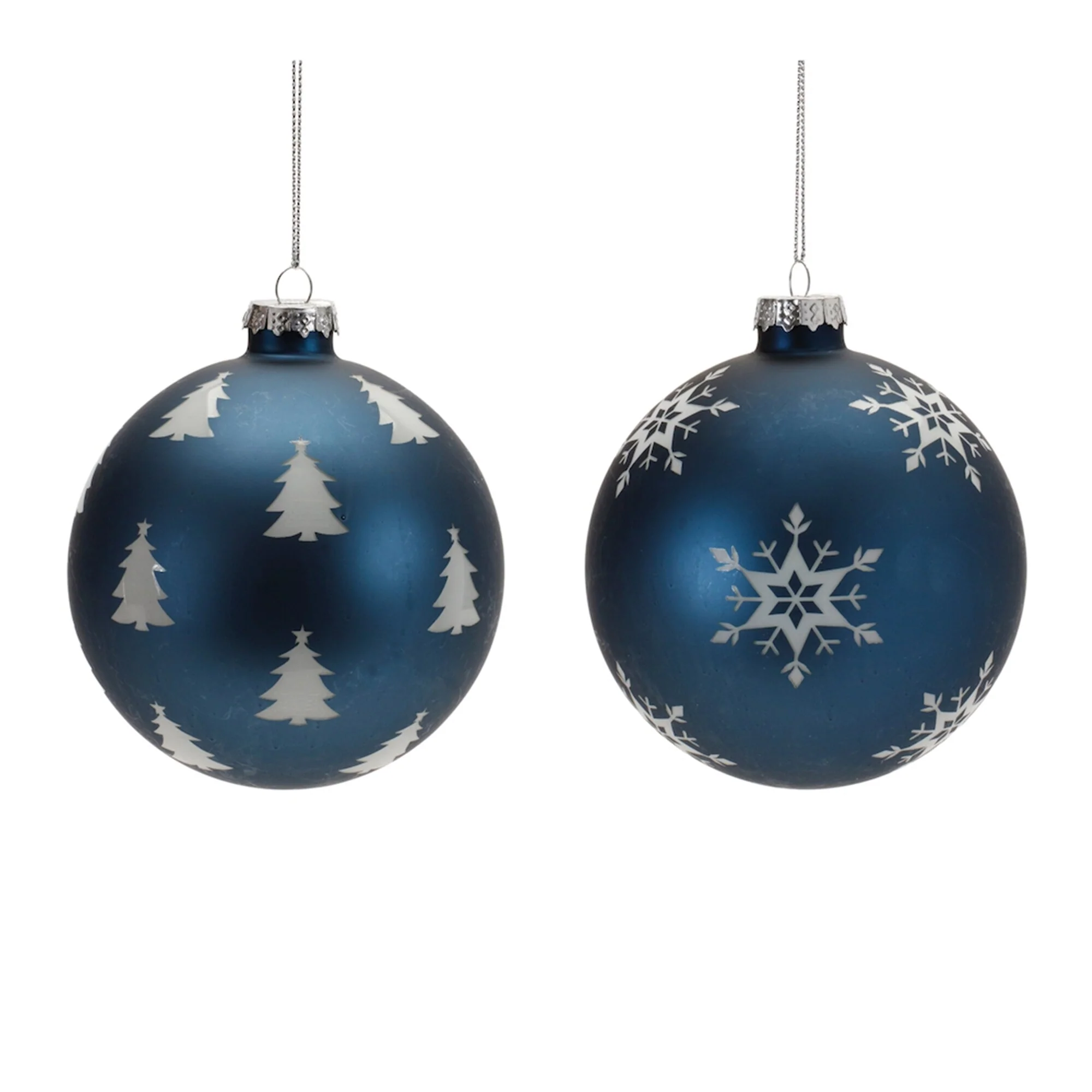 Set of 6 Glass Holiday Ornaments for Christmas Tree with Silver String - 4