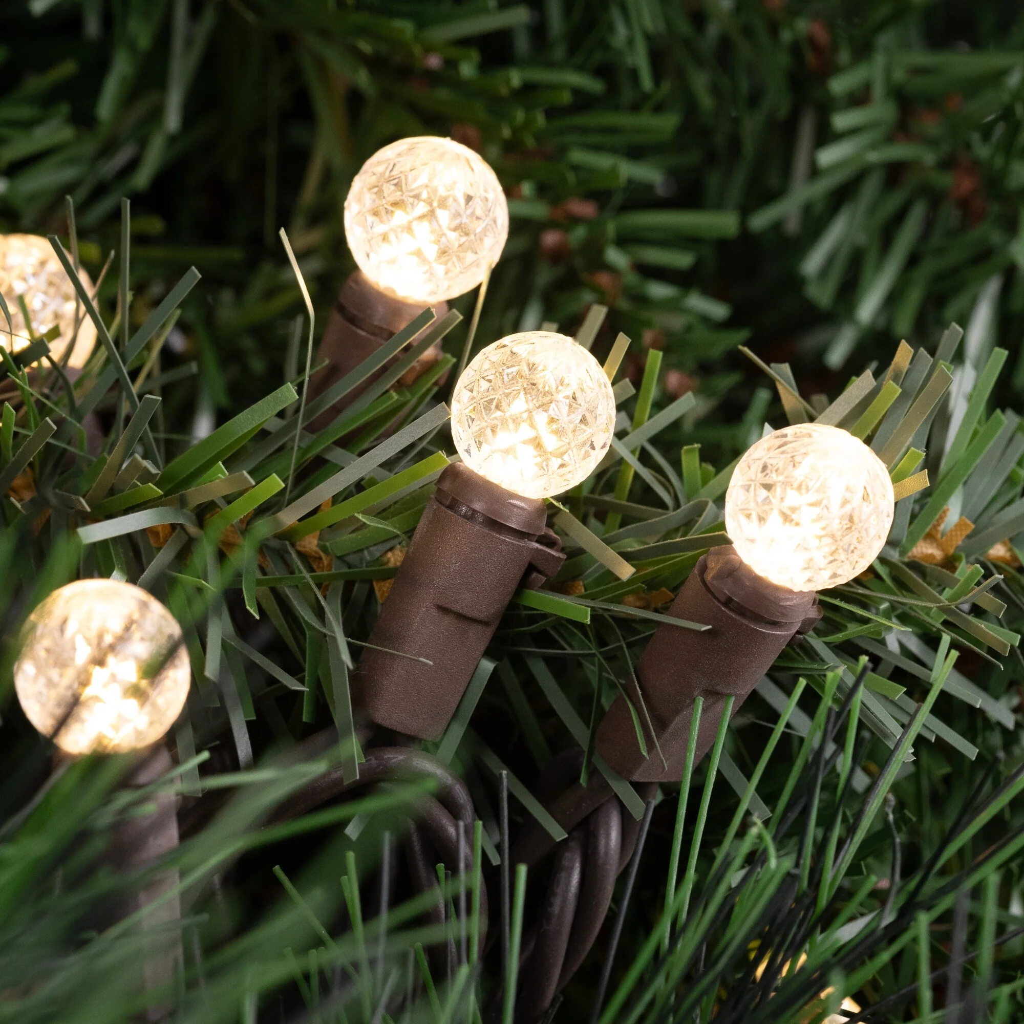 LED G12 Berry Christmas Lights - Warm White - 16' Brown Wire - 50 ct