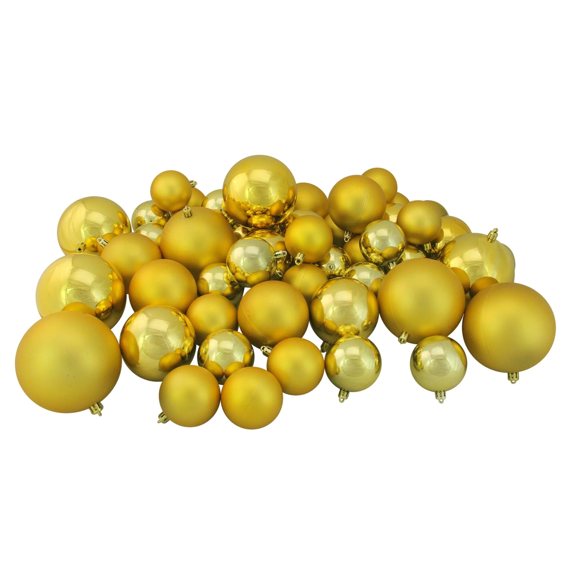 50ct Vegas Gold Shatterproof 2-Finish Christmas Ball Ornaments.