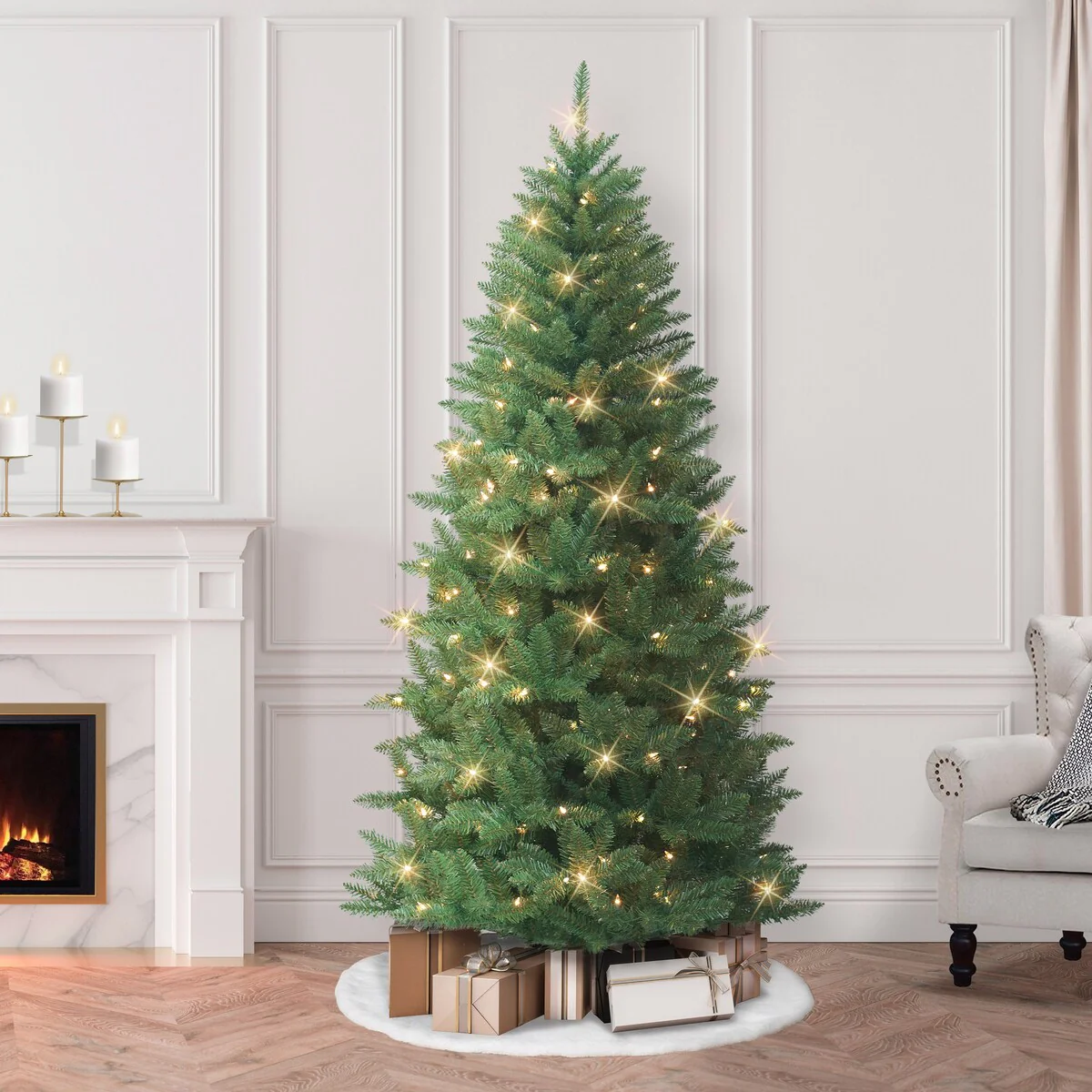Puleo International 7 ft. Pre-Lit Carson Artificial Pine Tree