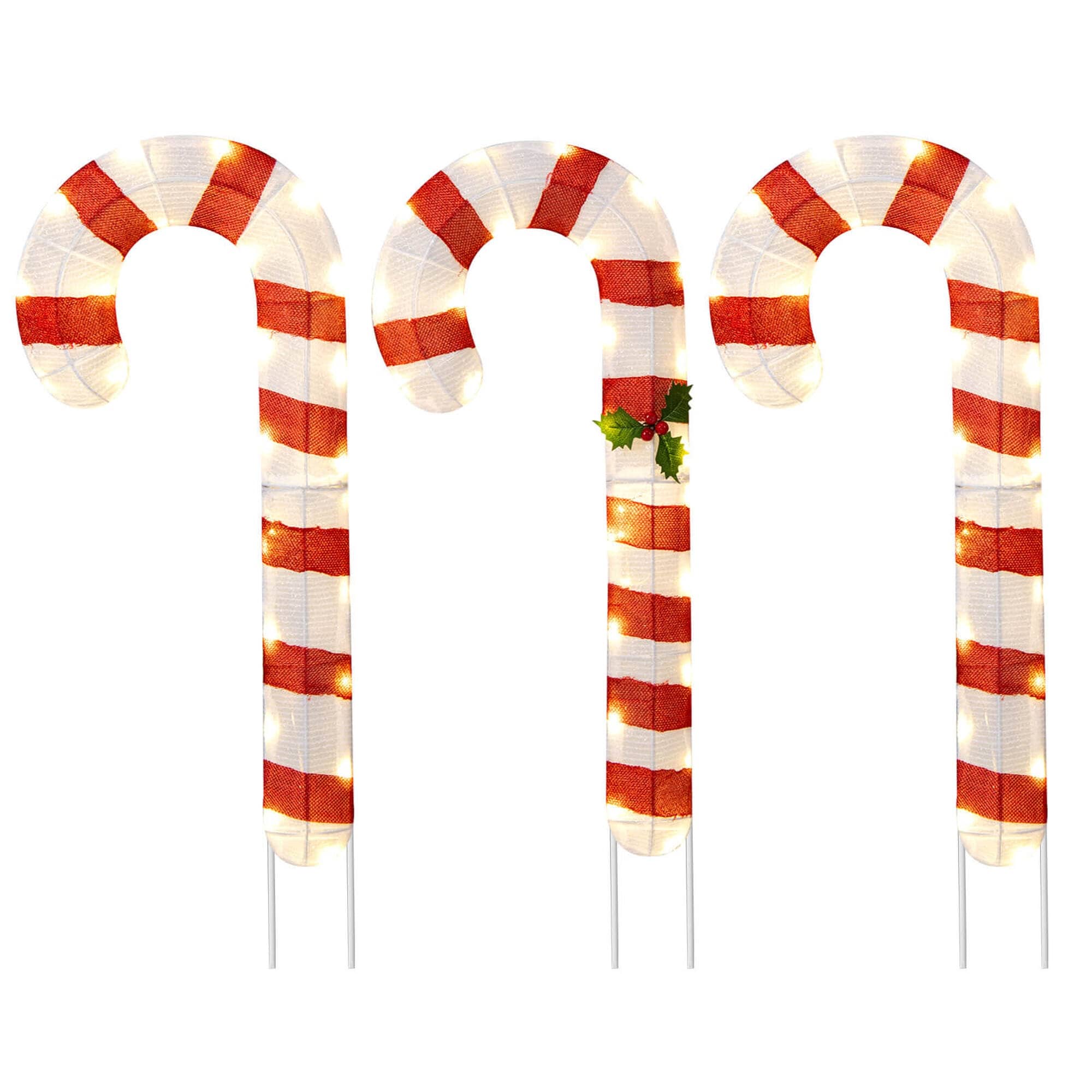 Costway 3 PCS Pre-Lit Candy Canes 31.5