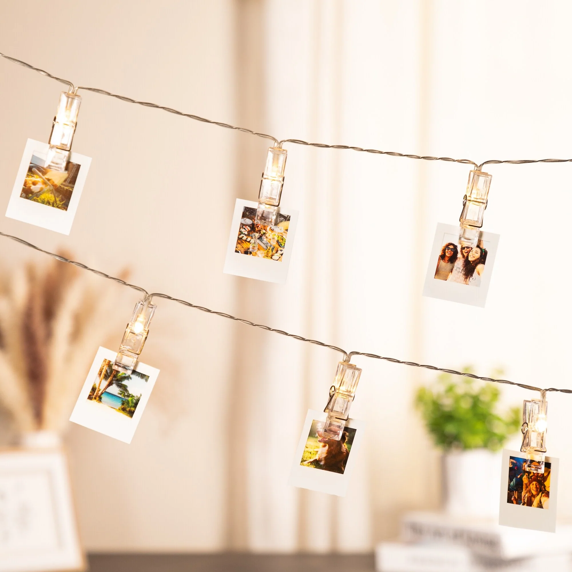 15-Count Clothes Pin Photo Holding LED Patio String Lights Warm White