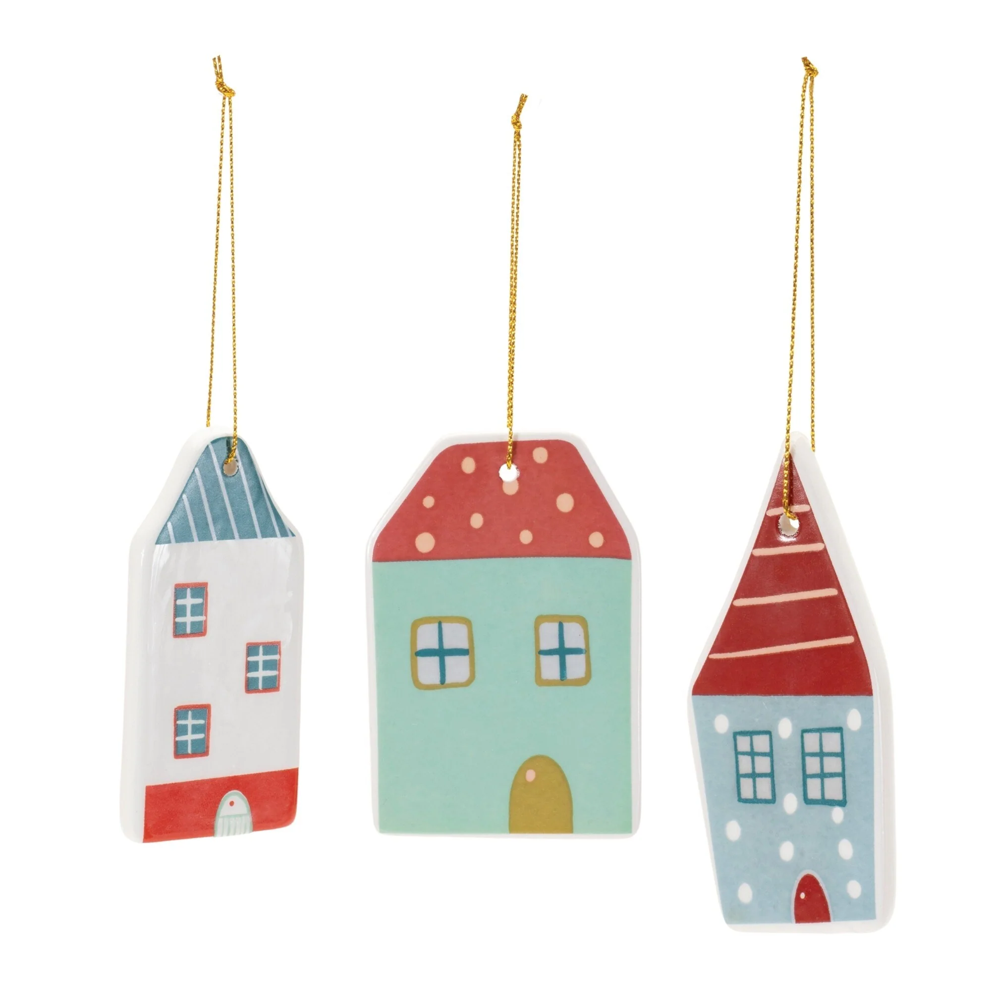 Ceramic House Christmas Ornaments - 3.5