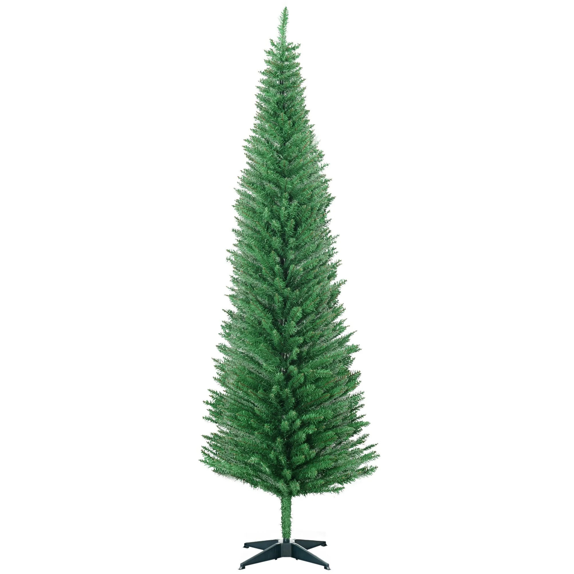 Light Green 7' Pencil Christmas Tree with Realistic Branches, Perfect for Small Spaces