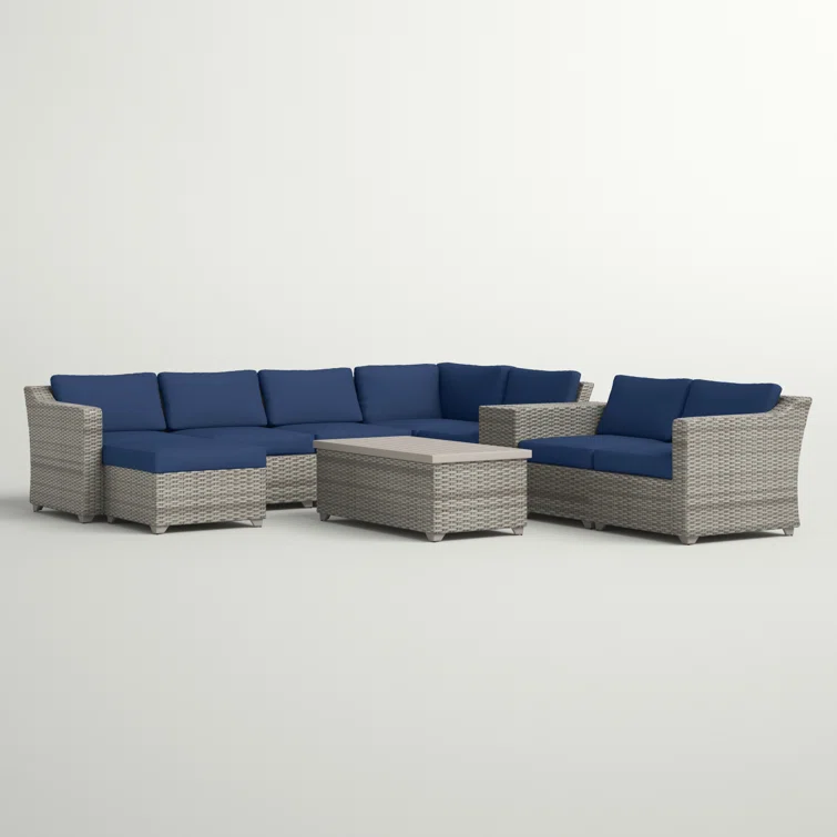 Bannister Fairmont 10 Piece Outdoor Sectional Seating Group with Cushions and Storage Coffee Table