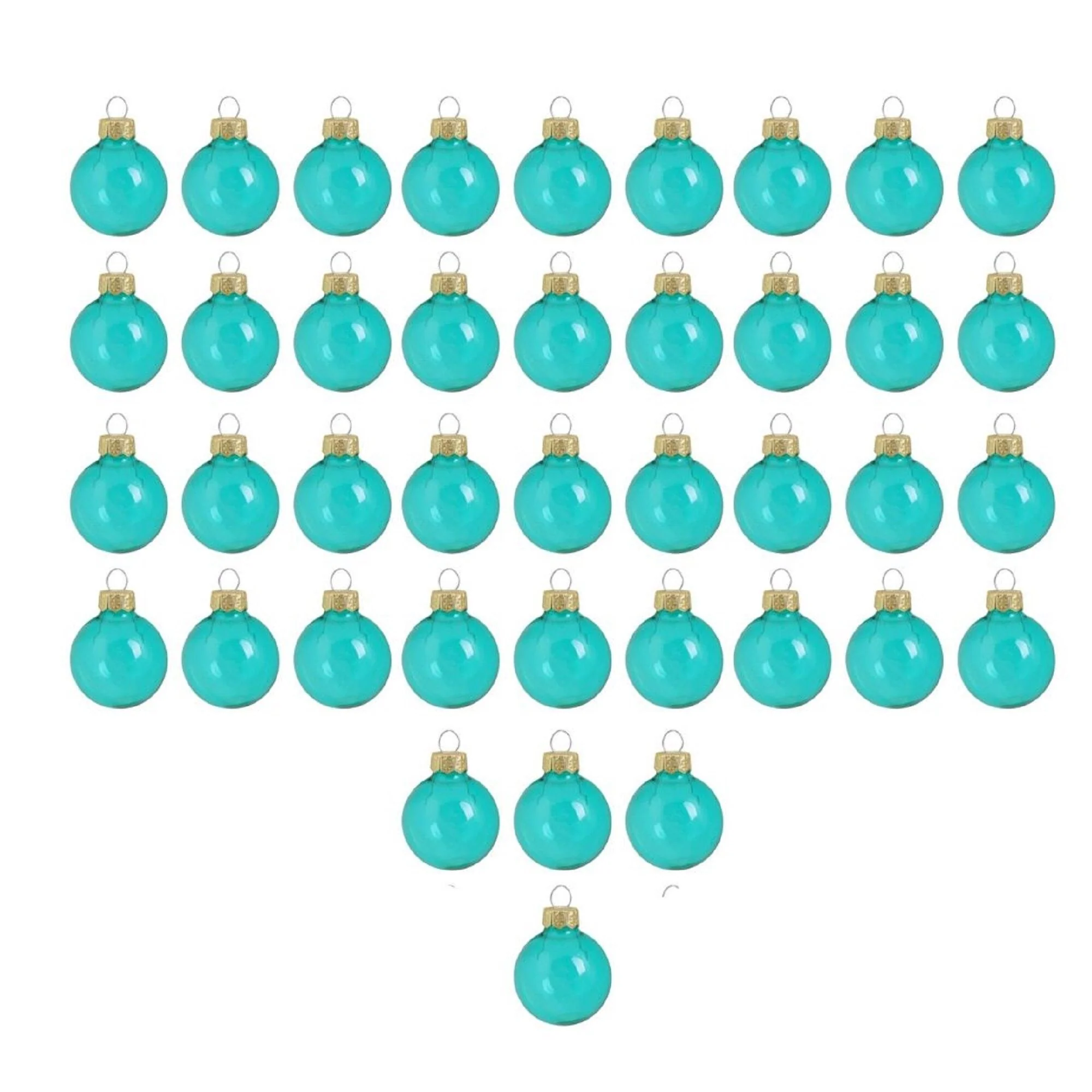 40ct Turquoise Clear Glass Ball Christmas Ornaments 1.25