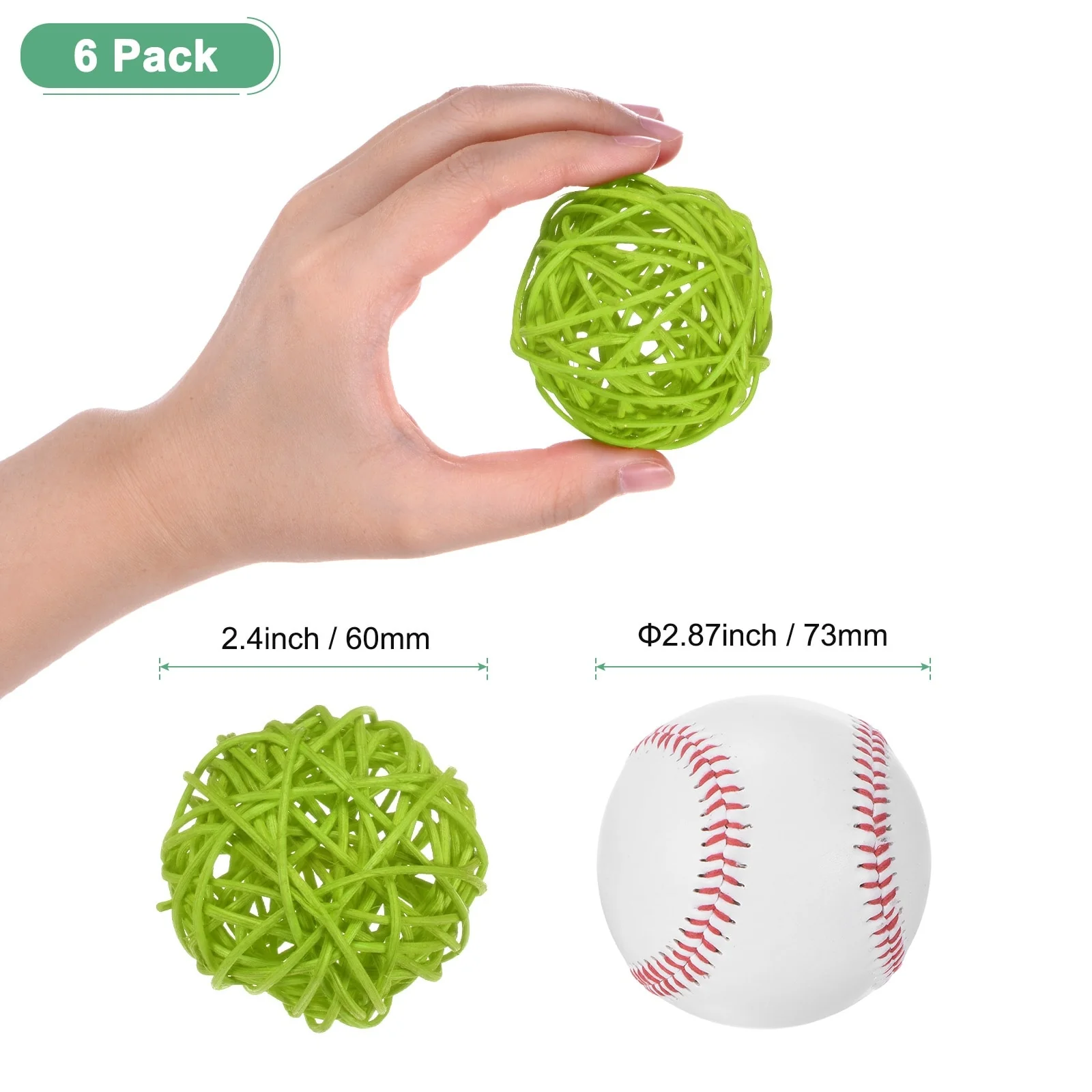 6-Pack Wicker Rattan Balls for Christmas/Weddings/DIY