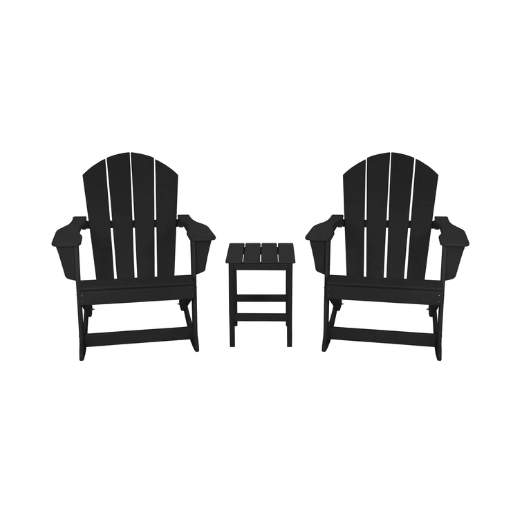 Cullan Plastic Rocking Adirondack Chair with Table