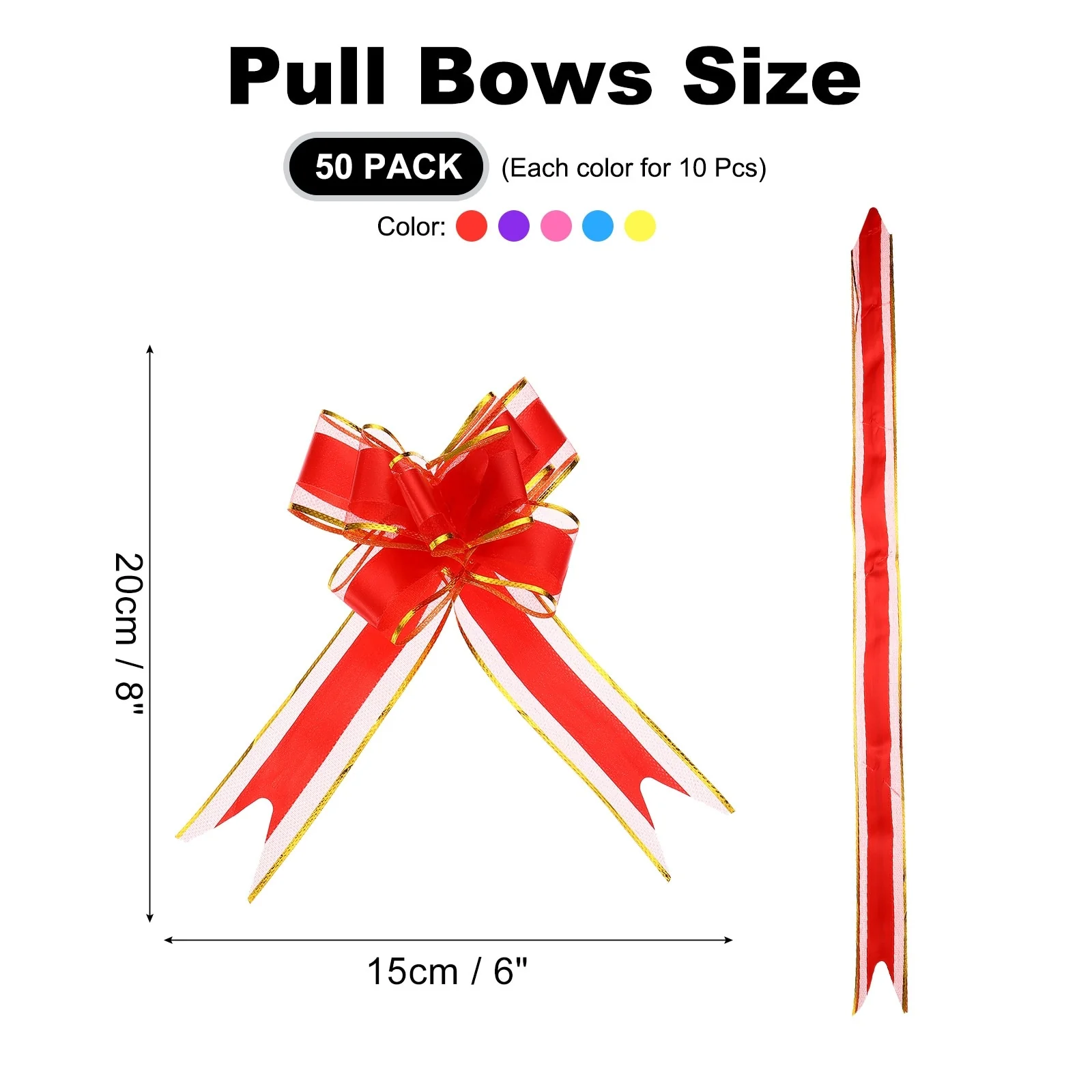 50pcs Pull Bows 5.9 Inch Wide Ribbon Gift Bows for Gift Wrapping Multicolored