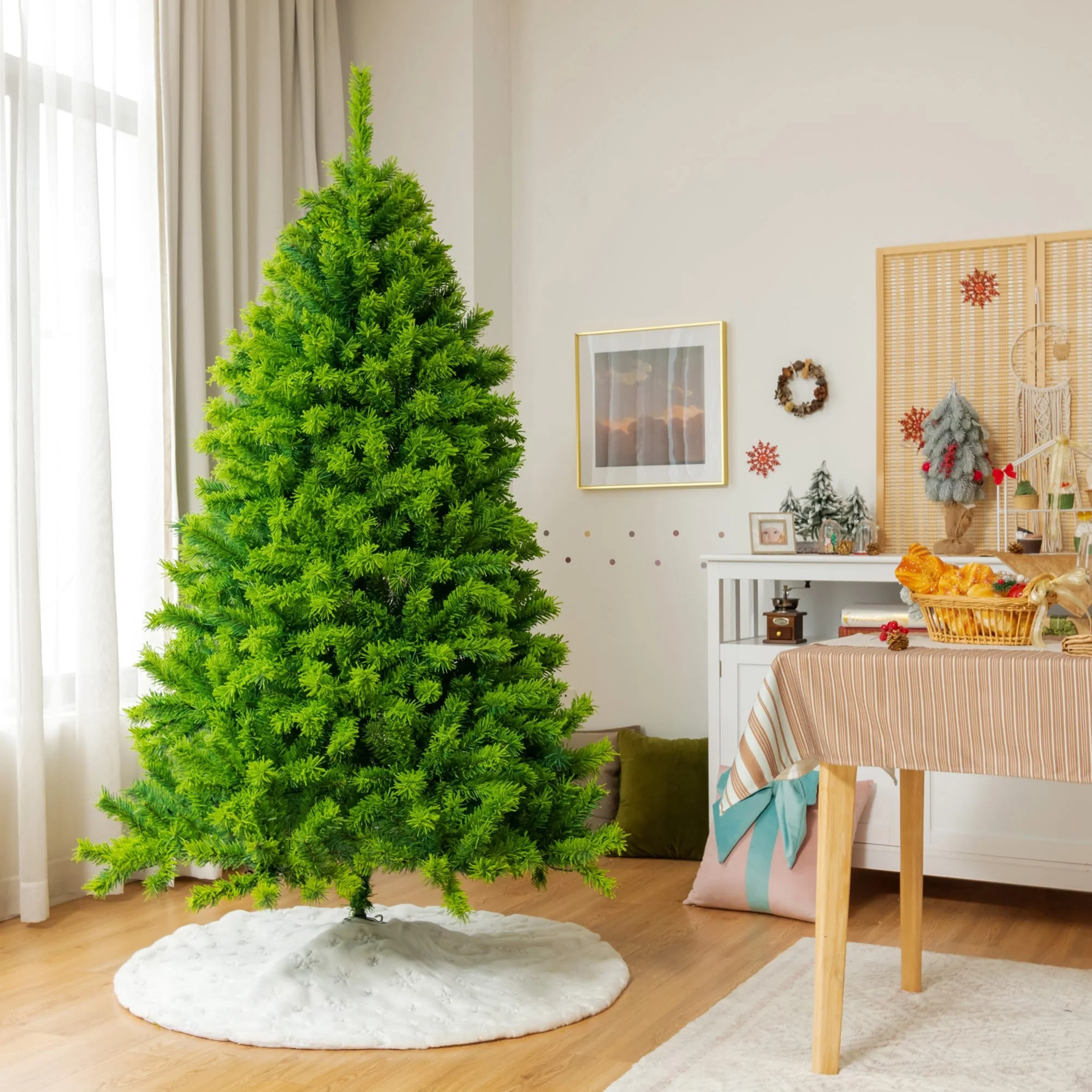 Gymax 4.5/6.5/7.5 FT Verdant Artificial Christmas Tree Hinged Green - See Details
