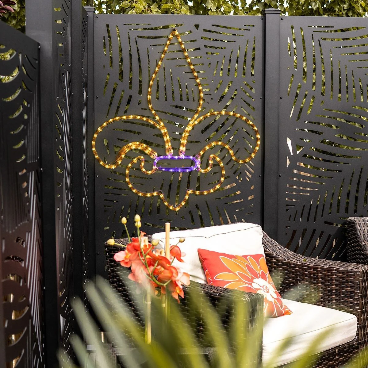 Novelty Lights Fleur De Lis Rope Light Motif Sculpture, Mardi Gras Decorations