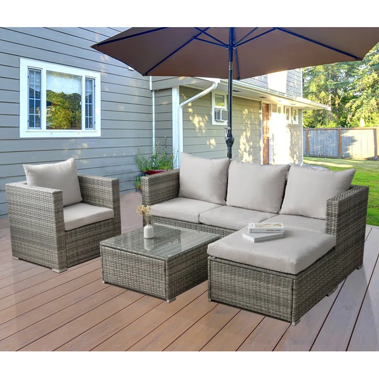 Evaristus 5 - Person Outdoor Seating Group with Cushions