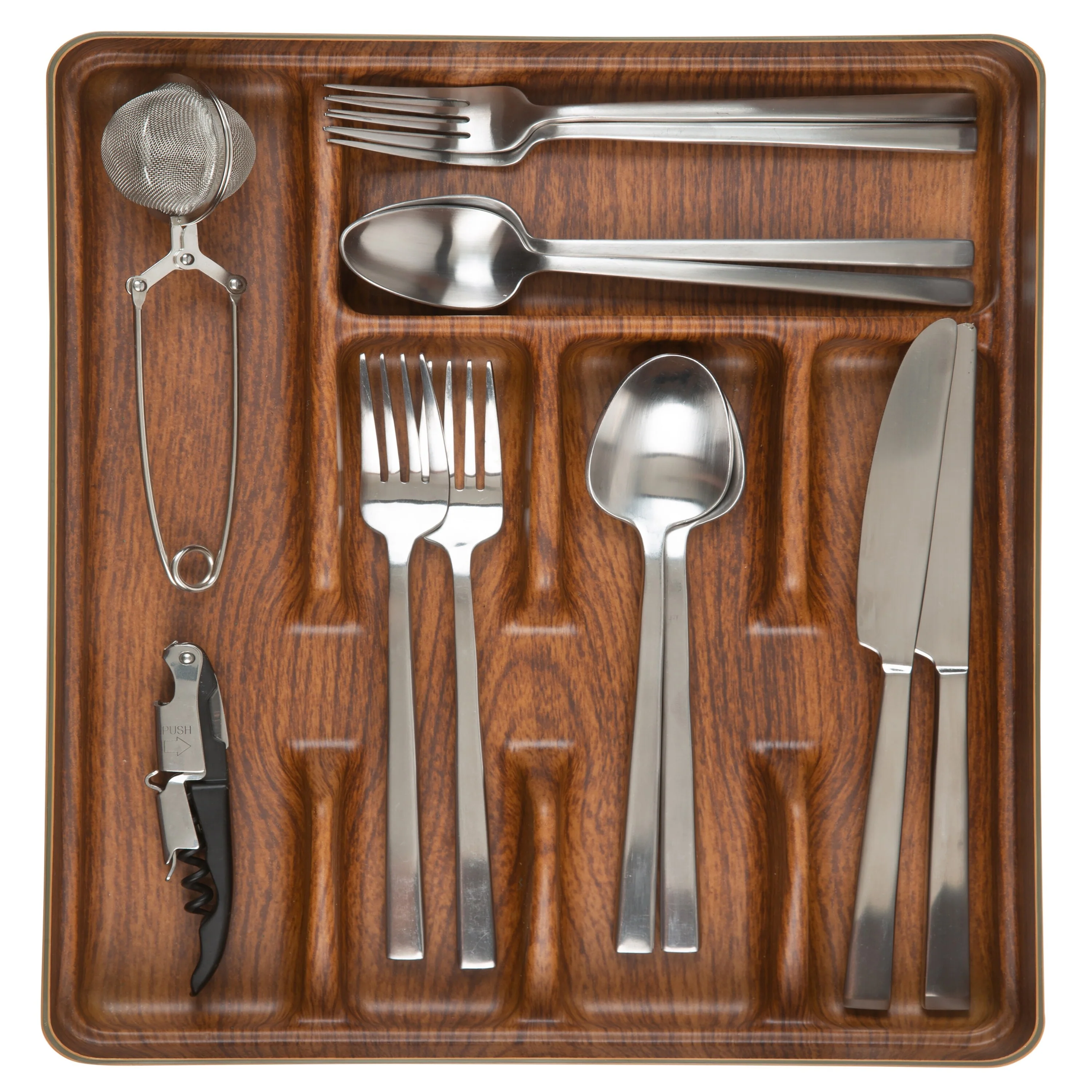 Kitchen Details 5 Compartment Wood Look Cutlery Tray - 10.24